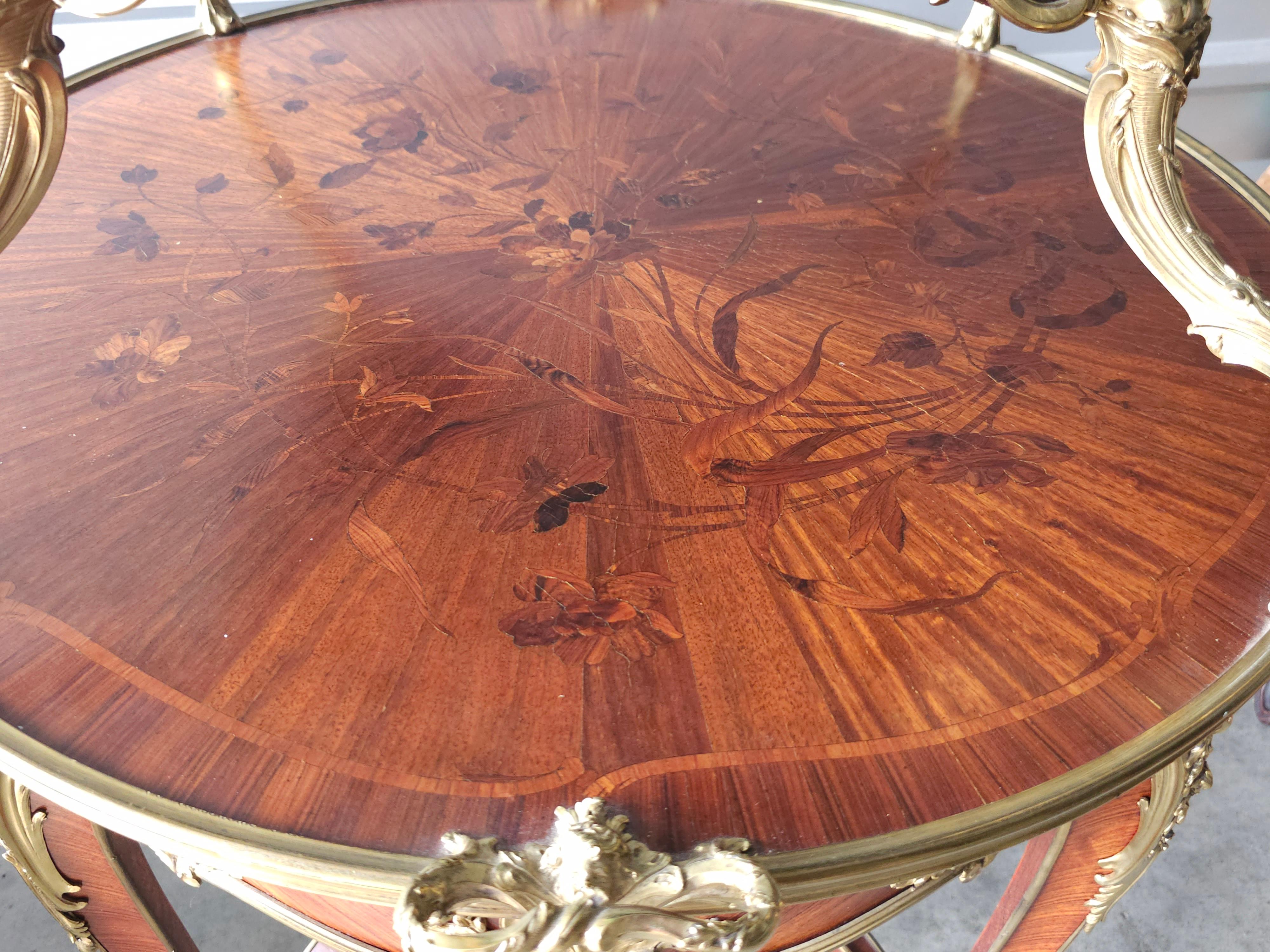 19th C. Joseph E. Zwiemer Kingwood, Satine and Bois de Bout Marquetry Tea Table For Sale 8