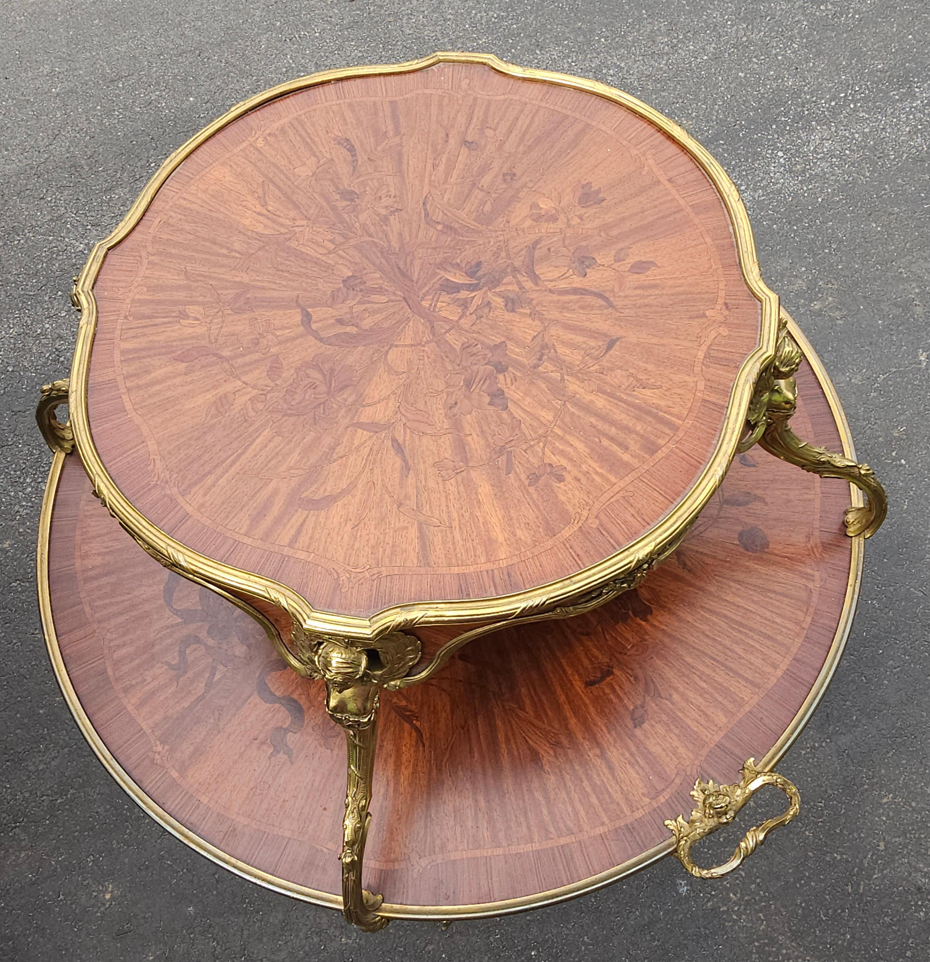 19th C. Joseph E. Zwiemer Kingwood, Satine and Bois de Bout Marquetry Tea Table For Sale 9