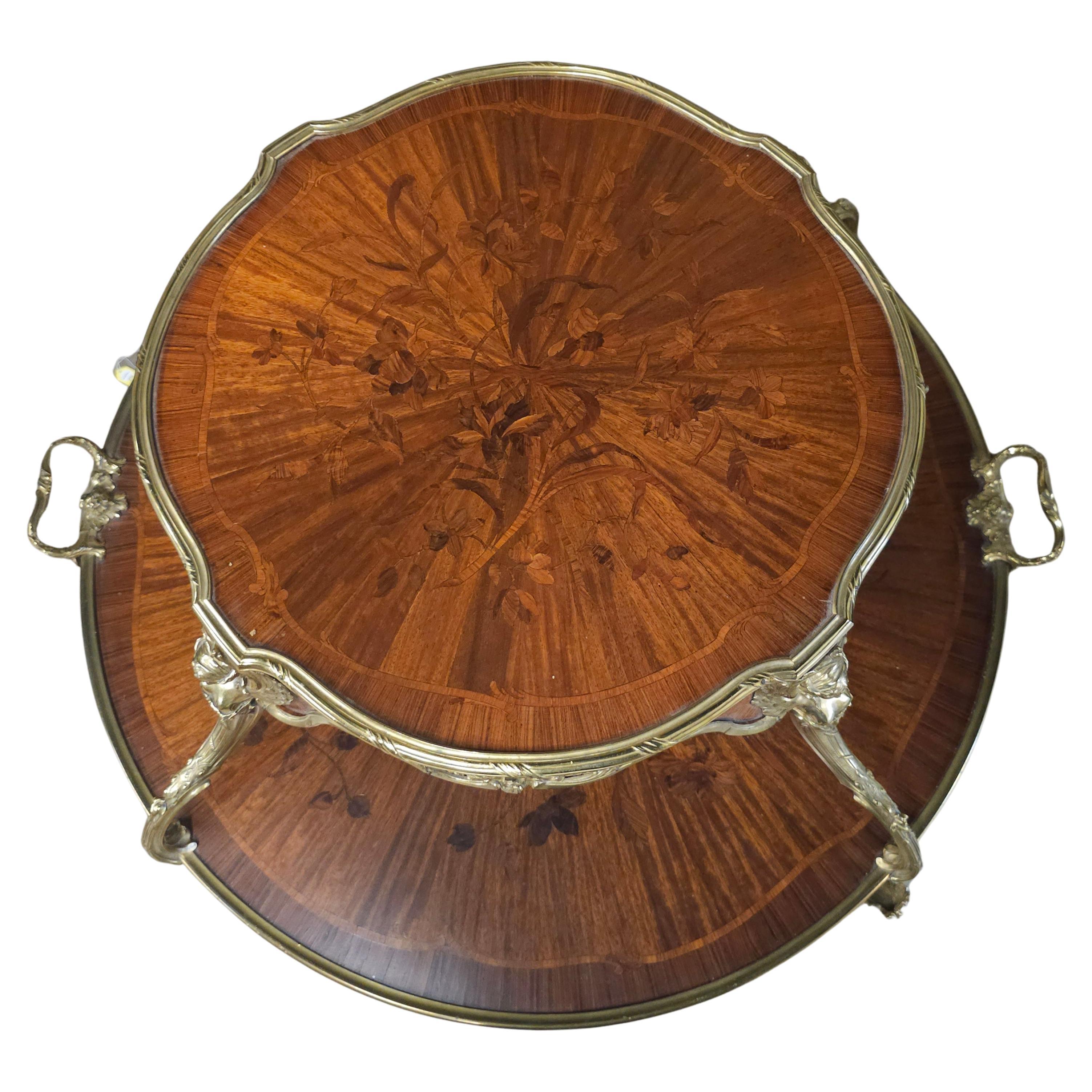 19th C. Joseph E. Zwiemer Kingwood, Satine and Bois de Bout Marquetry Tea Table For Sale 1