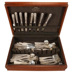 19th C. Kirk & Son "Repoussé" 117-Piece Sterling Silver Flat Service, 111.8 Oz