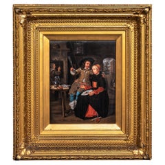 Placca in porcellana KPM Porcelain del XIX secolo (dipinto), "Amanti a colazione" di Gabriel Metsu