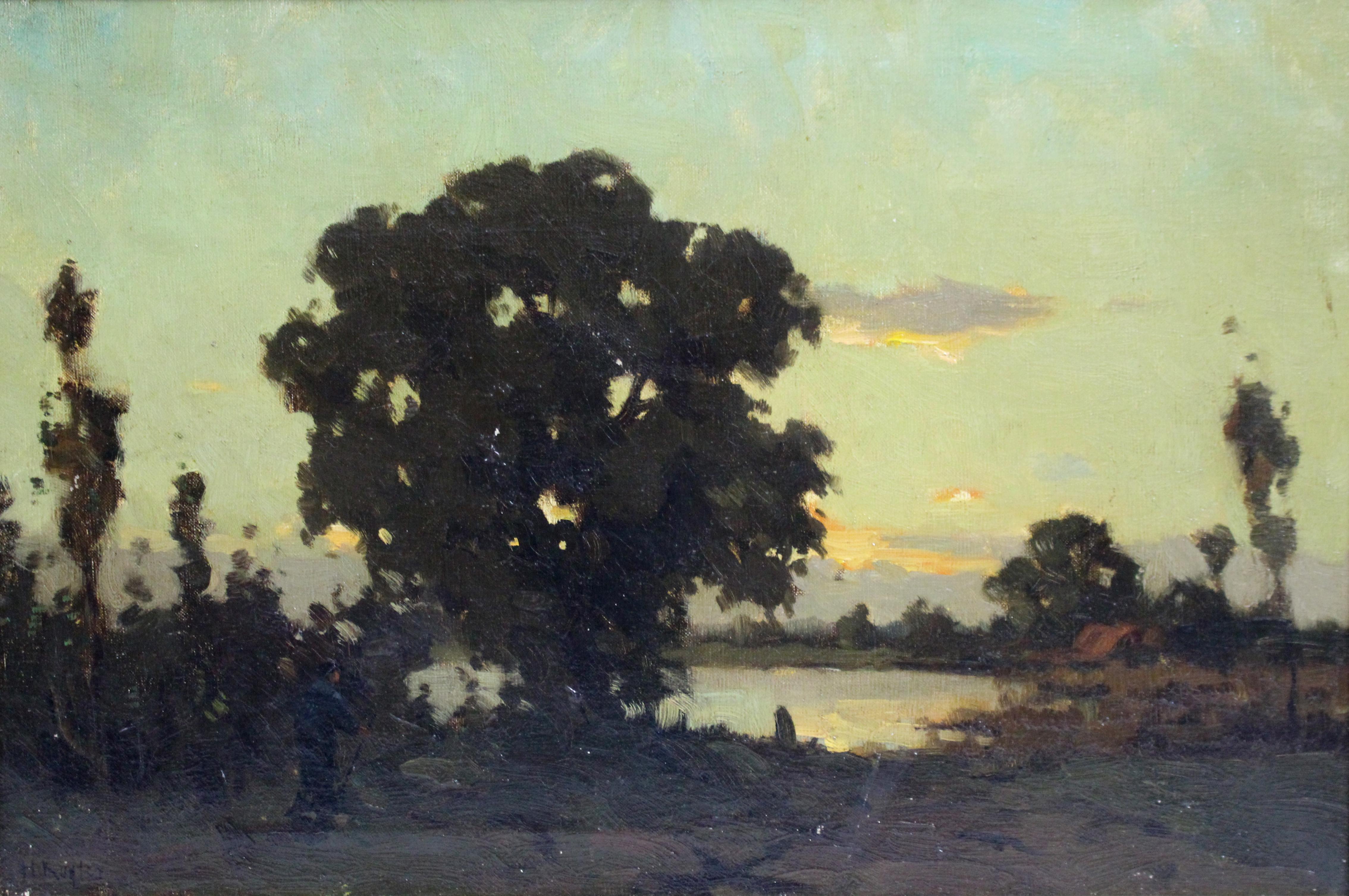 German 19th C. Landscape by Hans Kugler Oil on Canvas For Sale