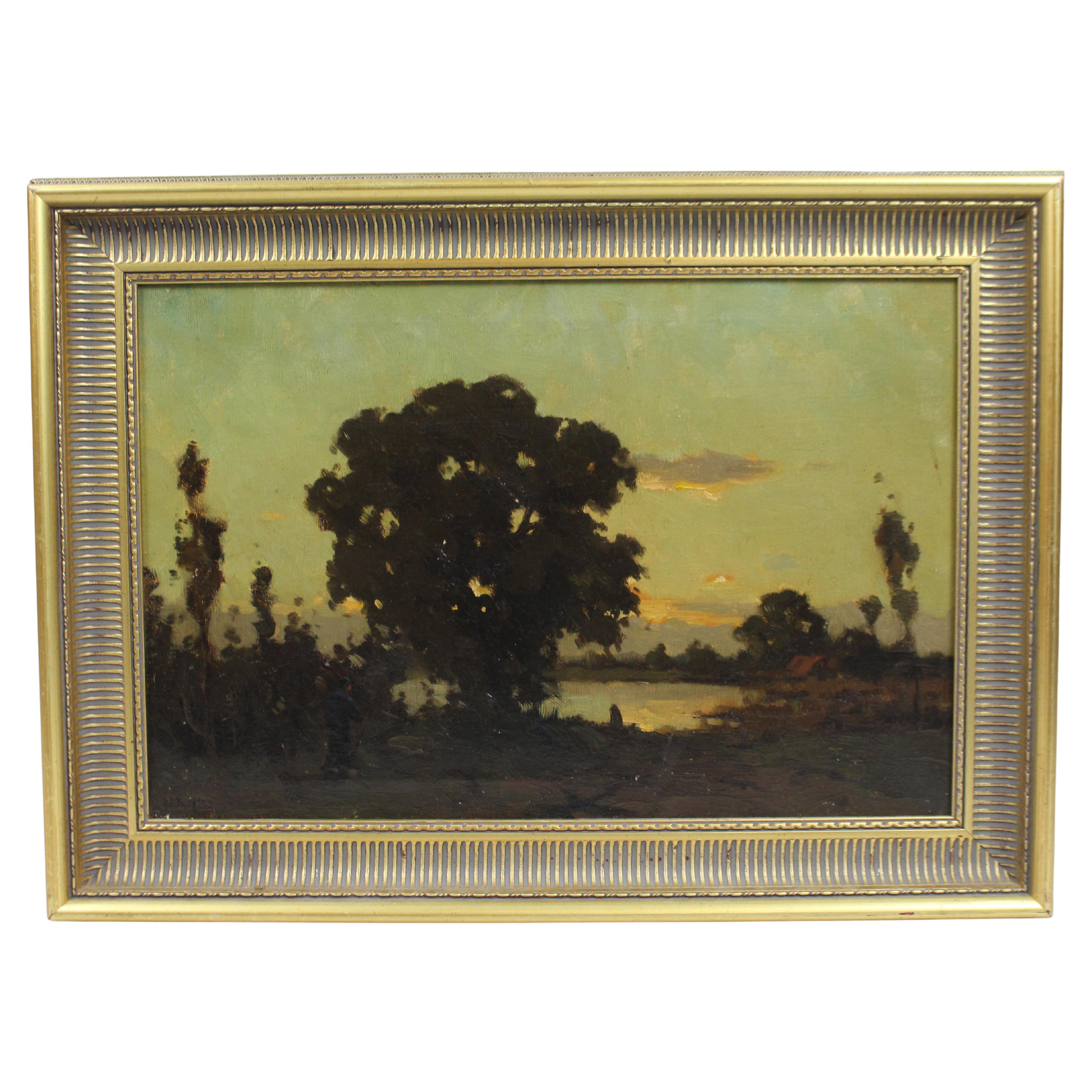 19th C. Landscape by Hans Kugler Oil on Canvas For Sale