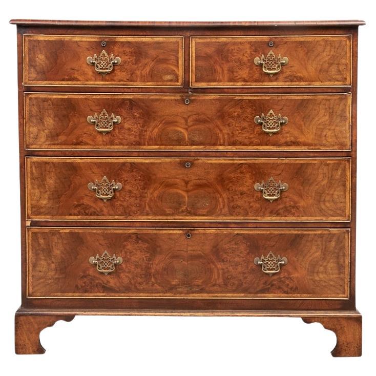 19th C. Large Fine Figured Wood Chest of Drawers For Sale