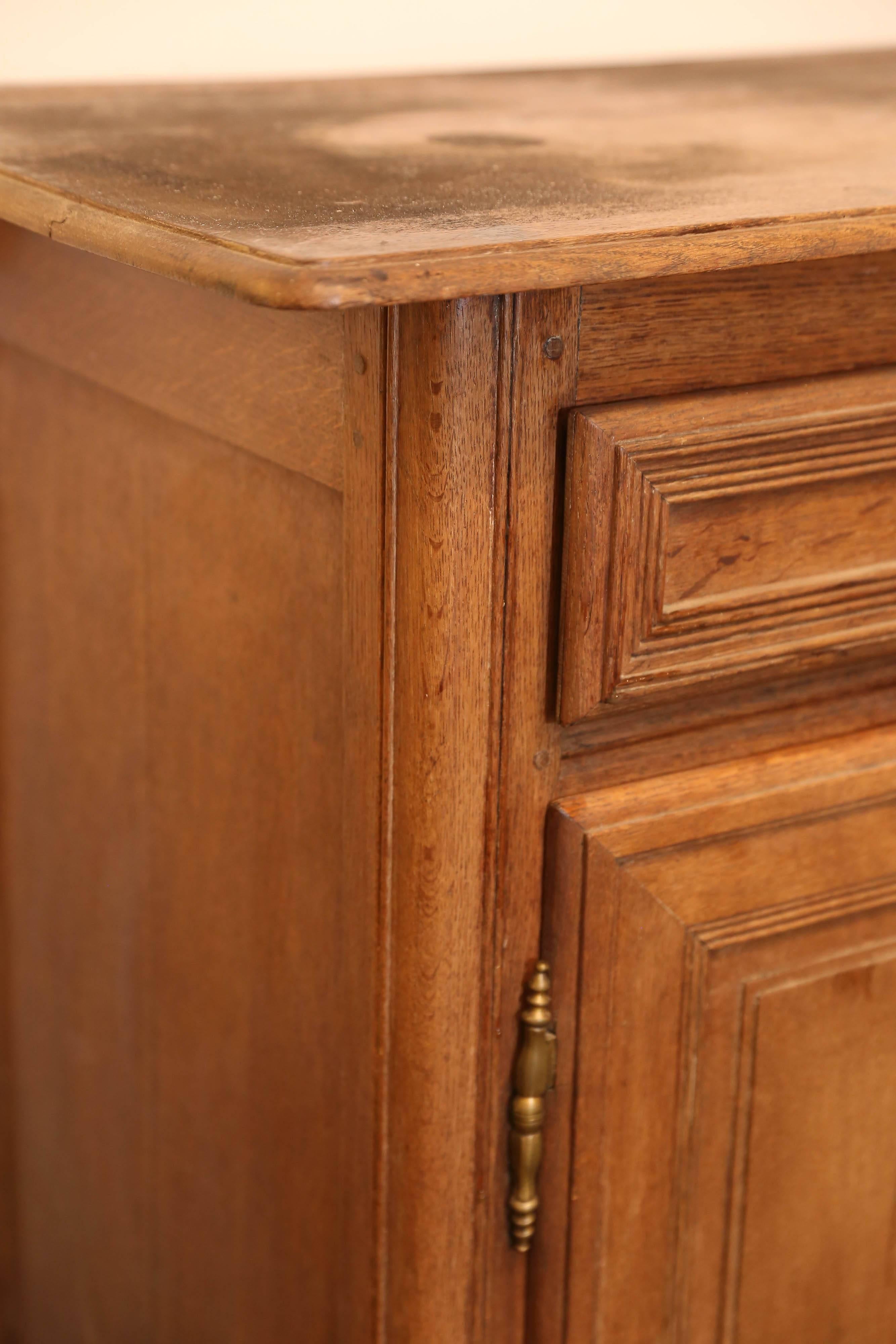 19th c. Large French Inlaid Wood Buffet Found in Flanders, Belgium In Excellent Condition In Houston, TX