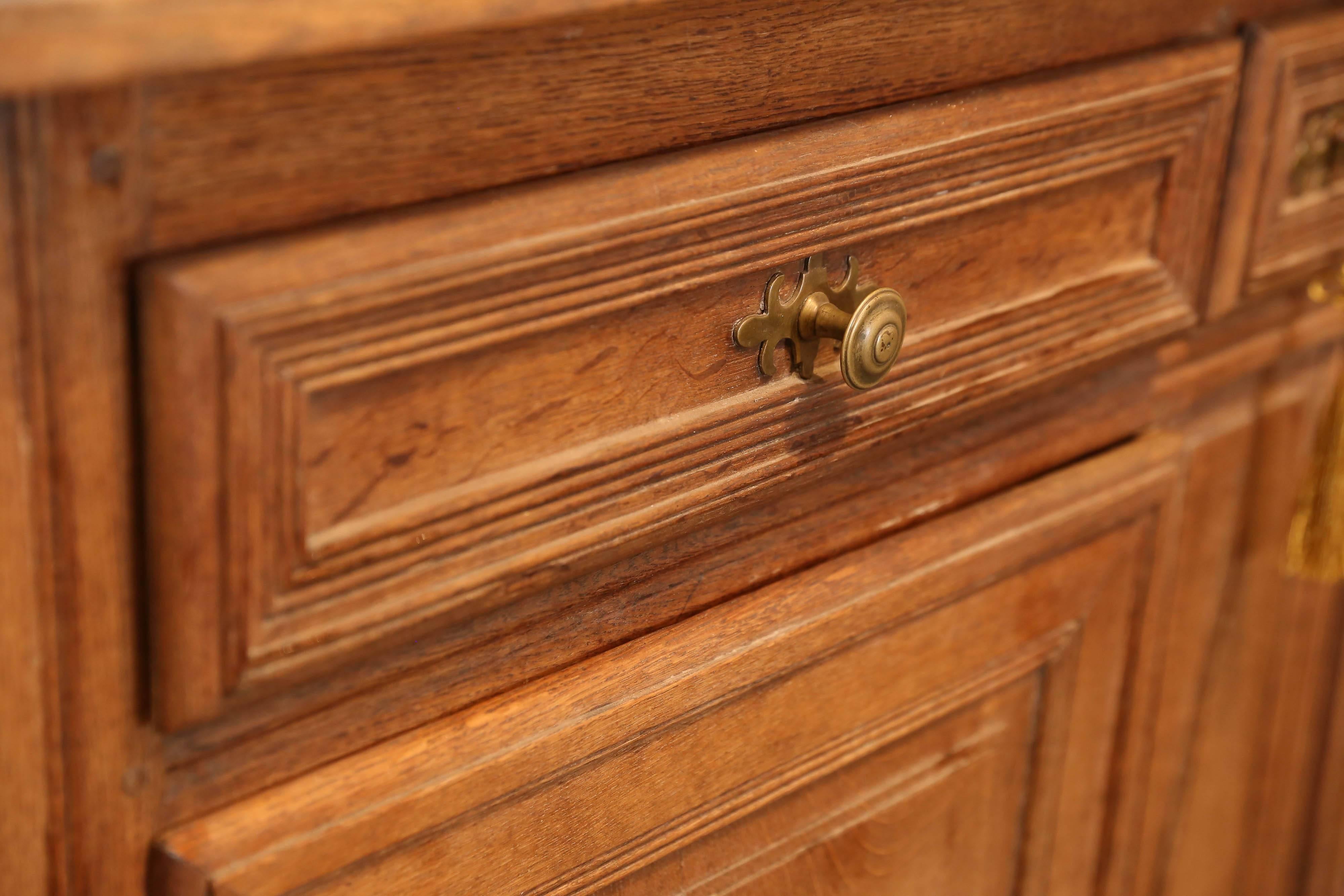 20th Century 19th c. Large French Inlaid Wood Buffet Found in Flanders, Belgium