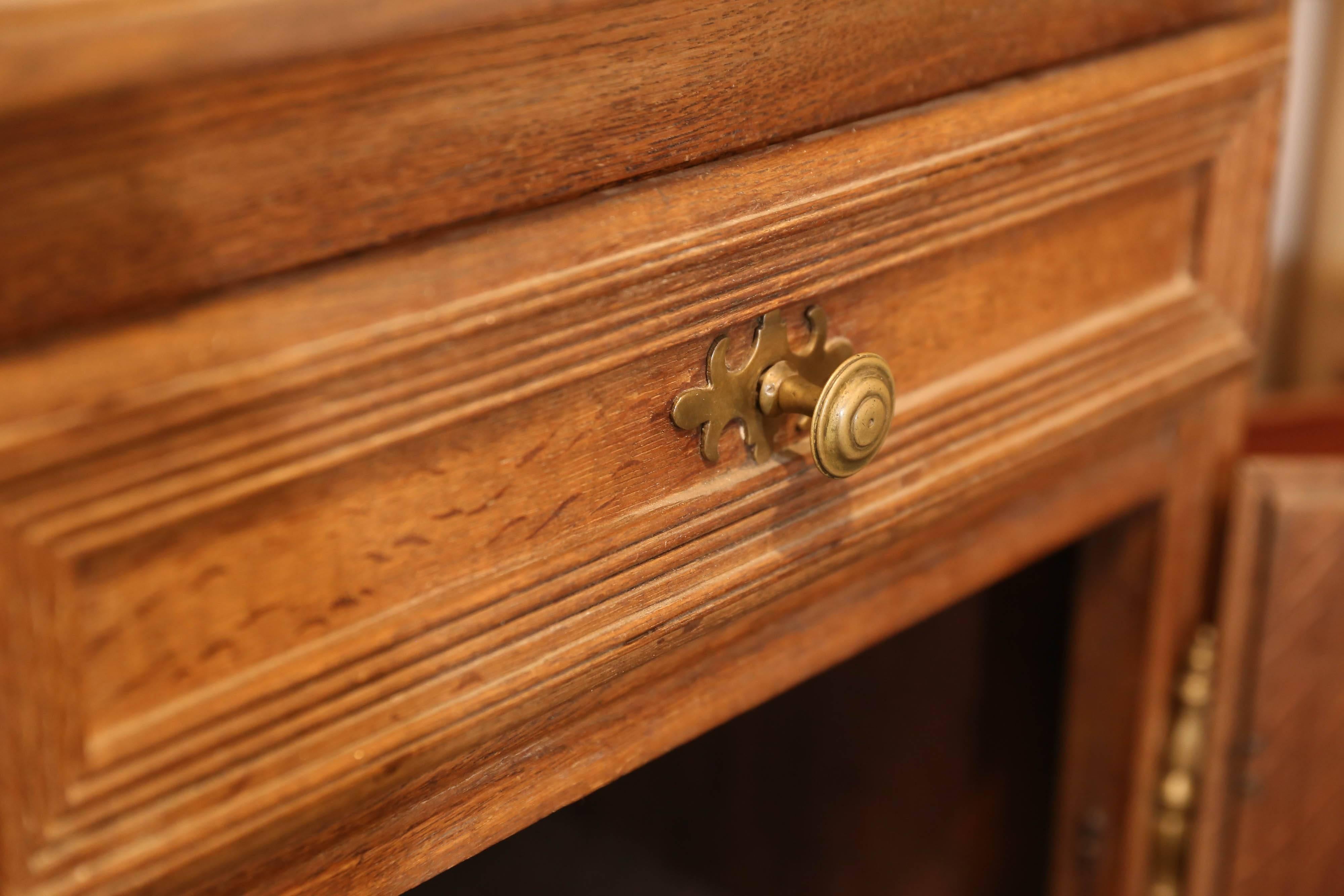 19th c. Large French Inlaid Wood Buffet Found in Flanders, Belgium 1