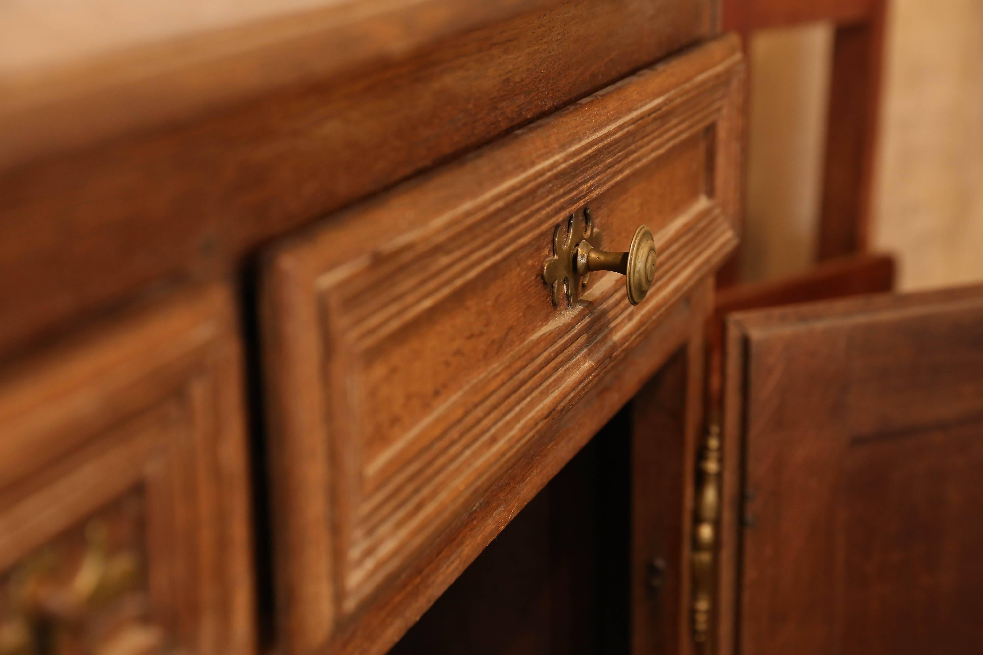 19th c. Large French Inlaid Wood Buffet Found in Flanders, Belgium 3