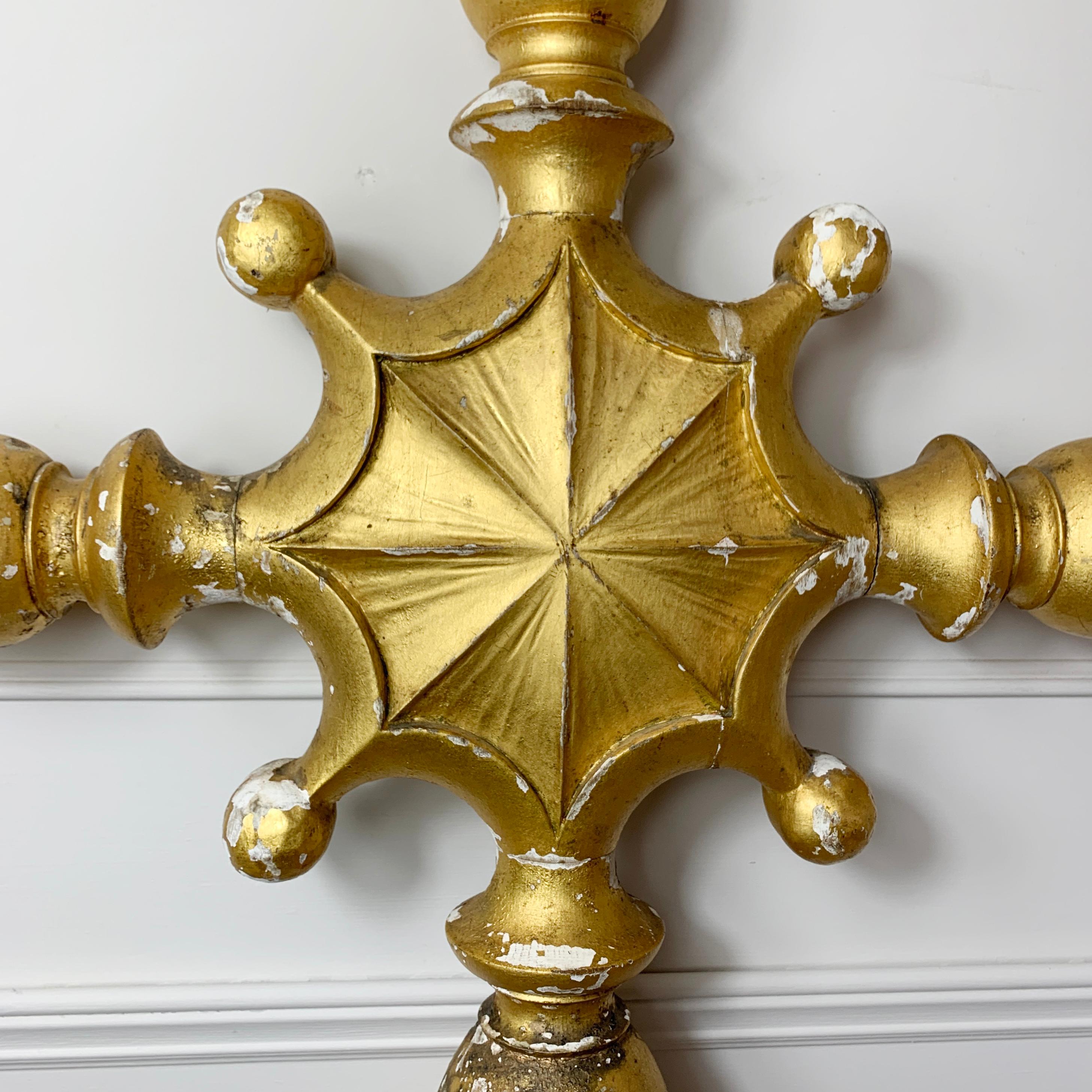 19th century giltwood Processional Cross
This large size heavy solid wooden cross is stunning
We believe this came from a synagogue but do not have the full provenance of this highly decorative piece
Measures: 163cm height, 101.5cm width, 12.5cm