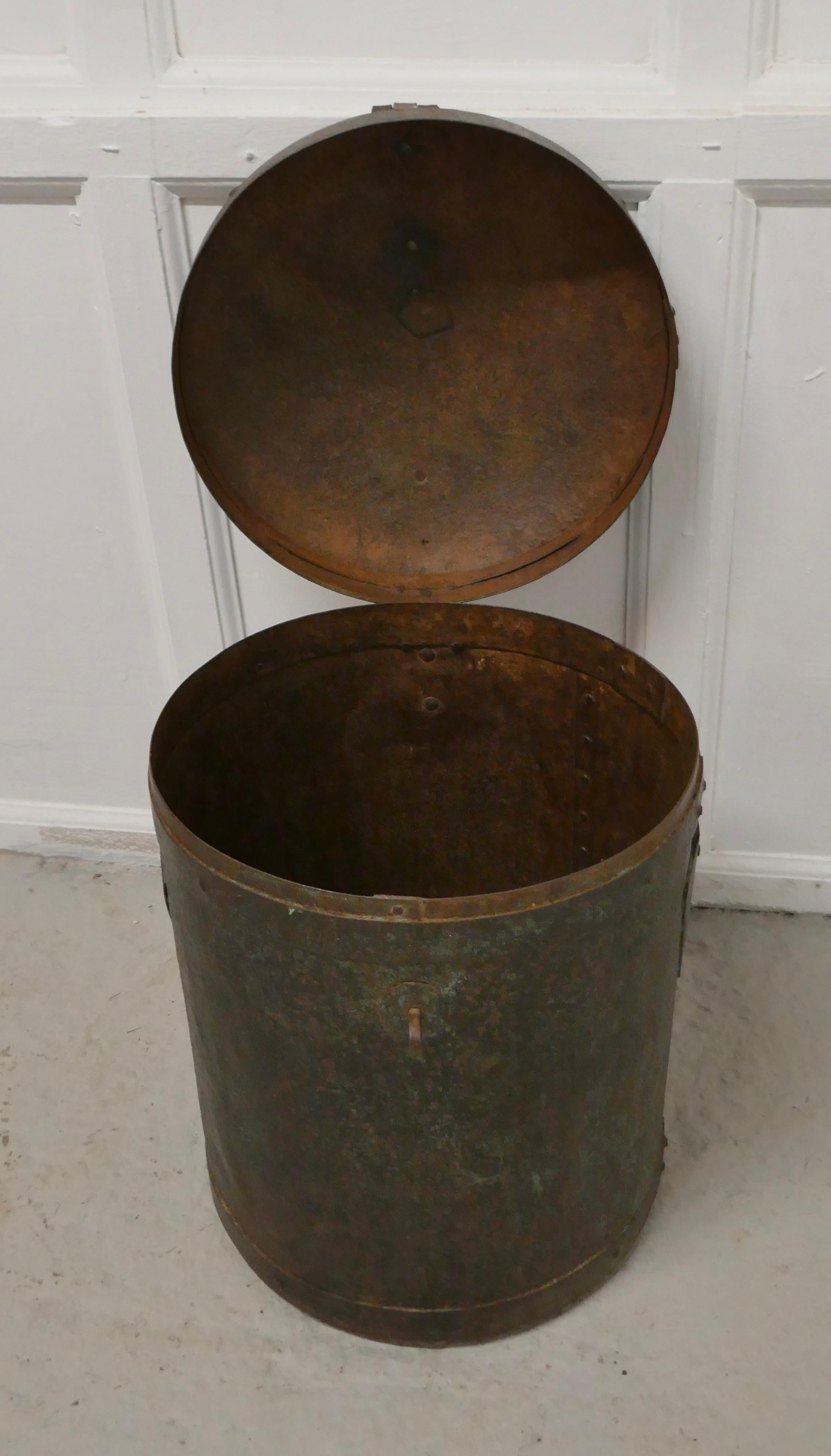 19th Century Large Heavy Metal Lockable Grain Storage Bin In Good Condition In Godshill, Isle of Wight