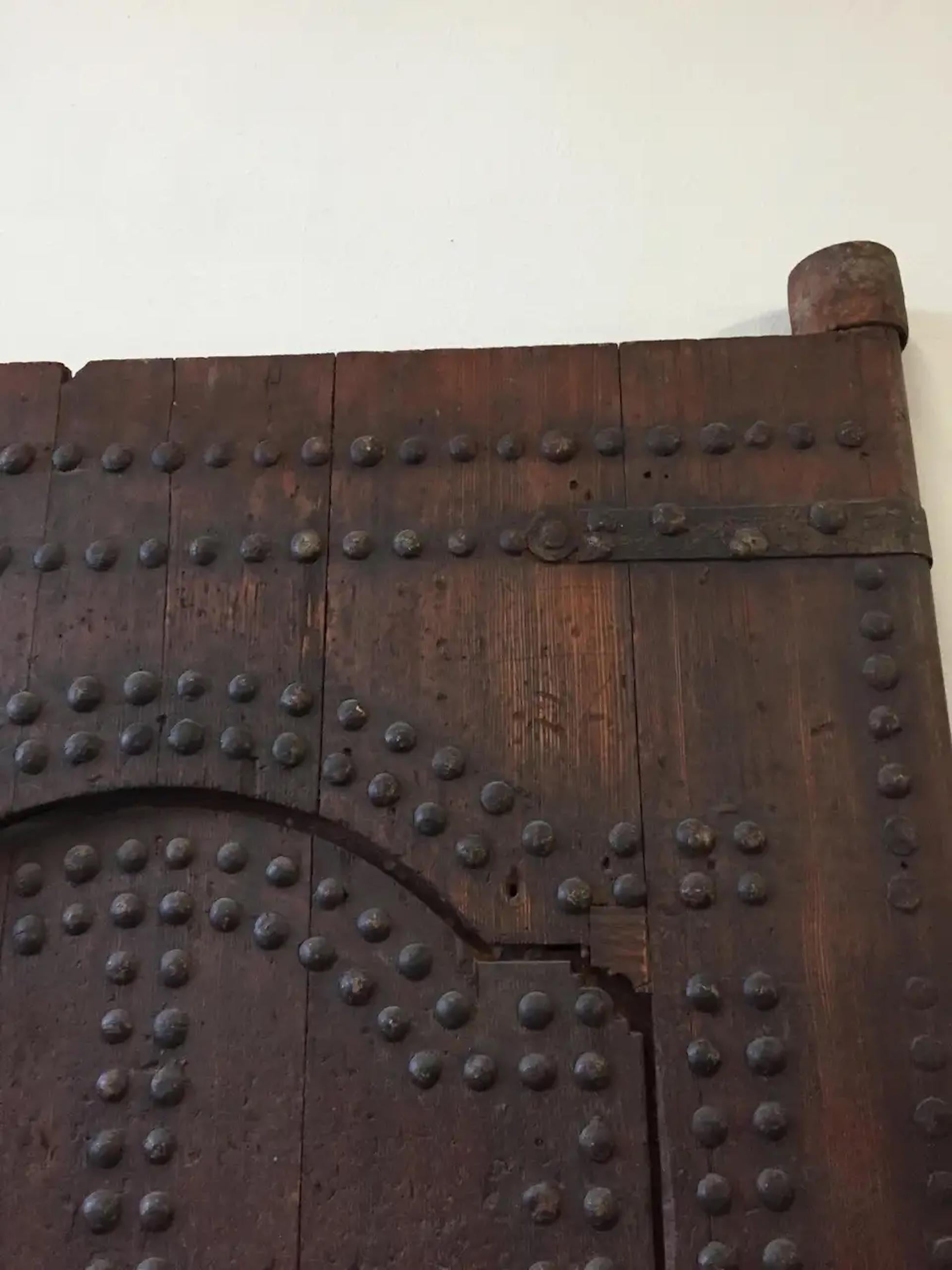19th C. Large Moroccan Ryad Studded Moorish Antique Door For Sale 10