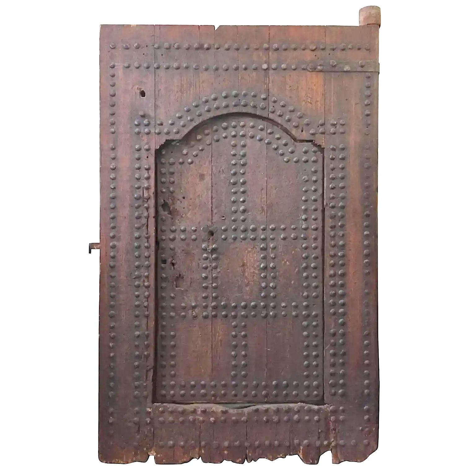 19th Century 19th C. Large Moroccan Ryad Studded Moorish Antique Door For Sale