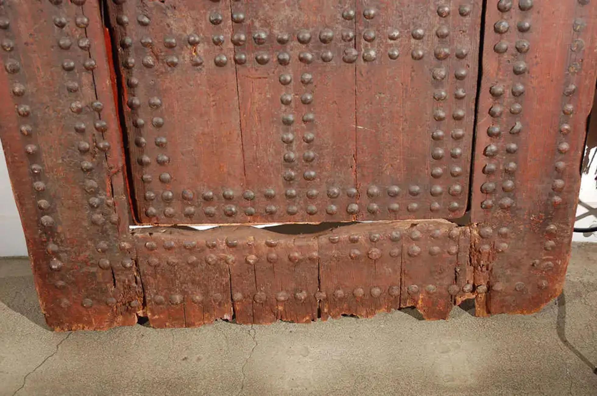 Iron 19th C. Large Moroccan Ryad Studded Moorish Antique Door For Sale