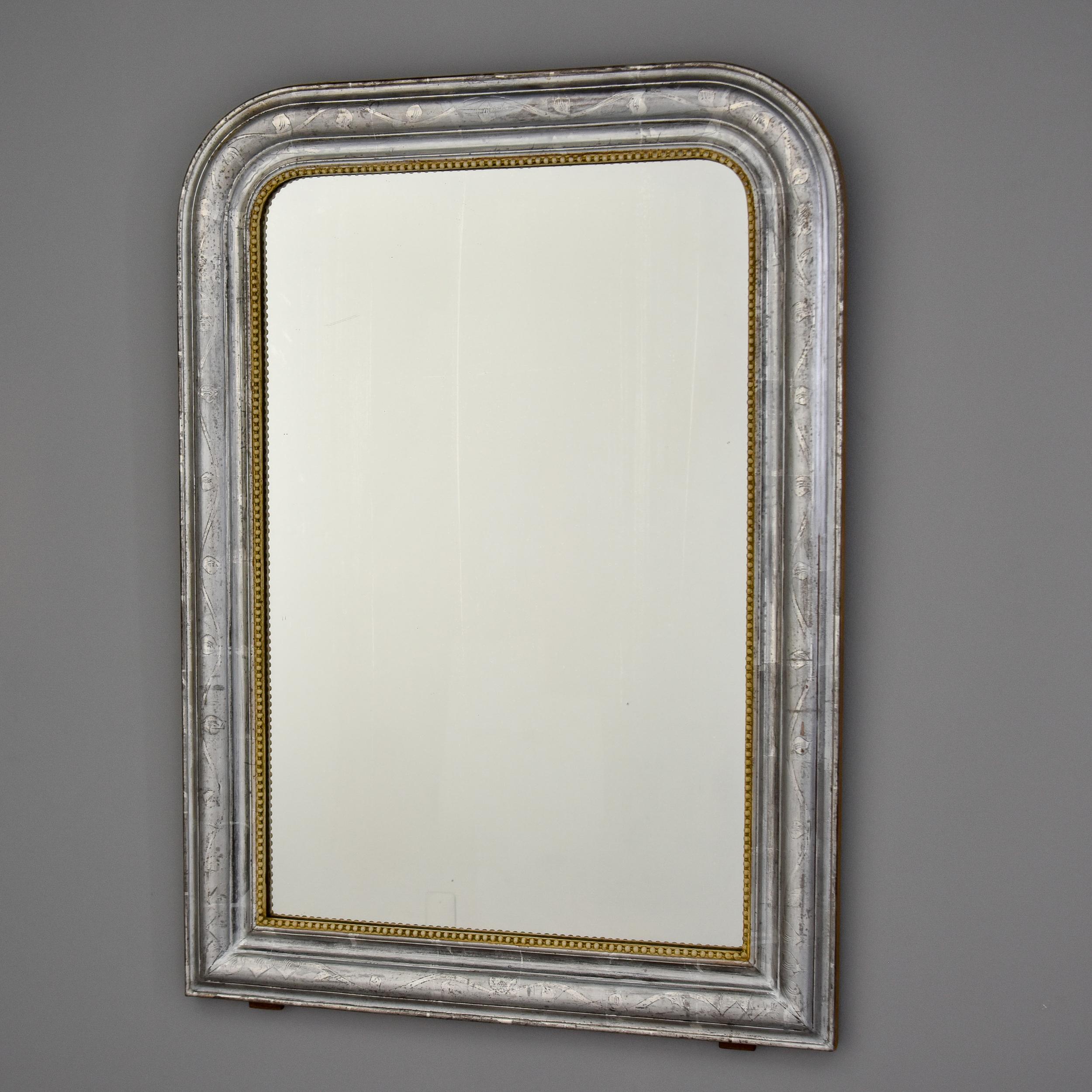 French 19th C Large Silver Gilt Louis Philippe Mirror