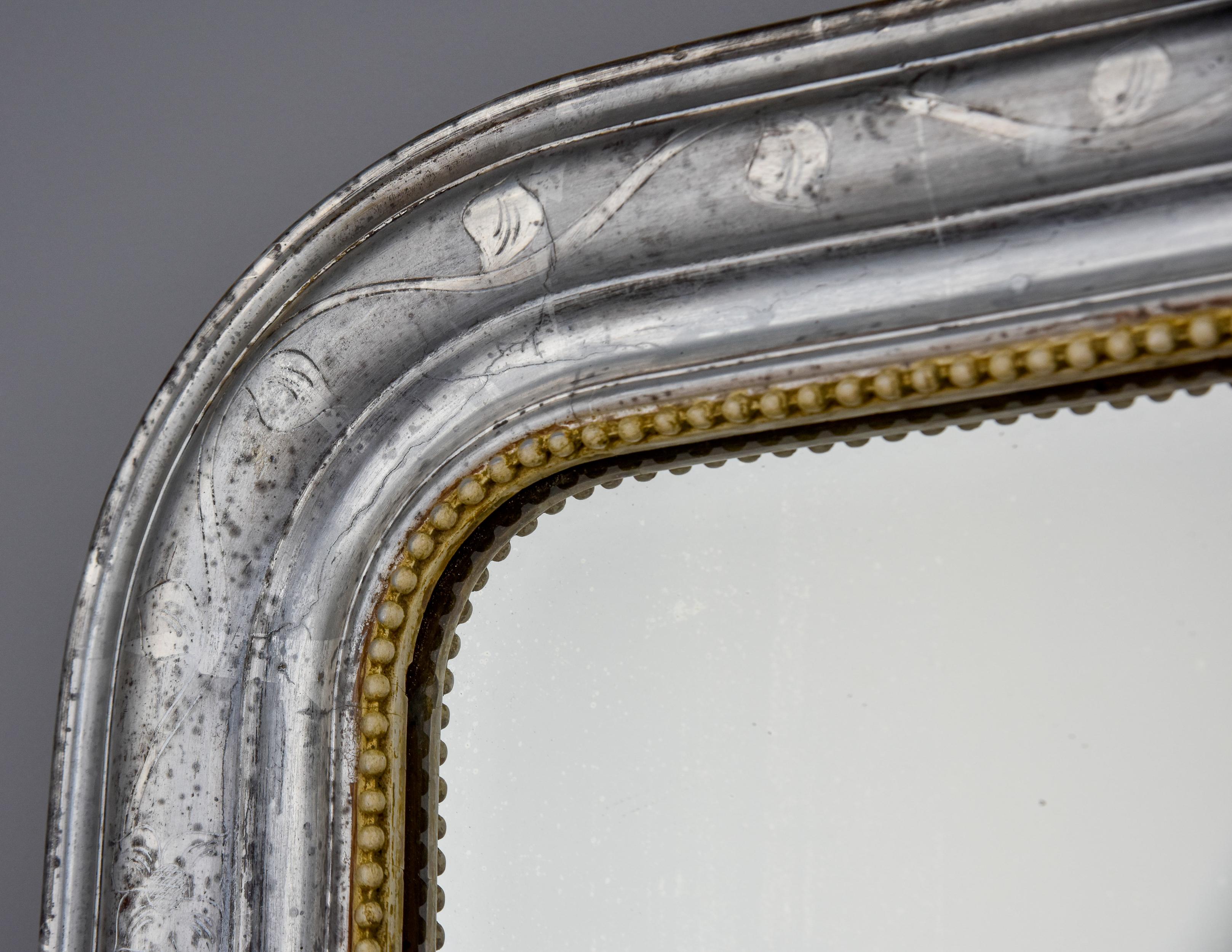 19th C Large Silver Gilt Louis Philippe Mirror In Good Condition In Troy, MI