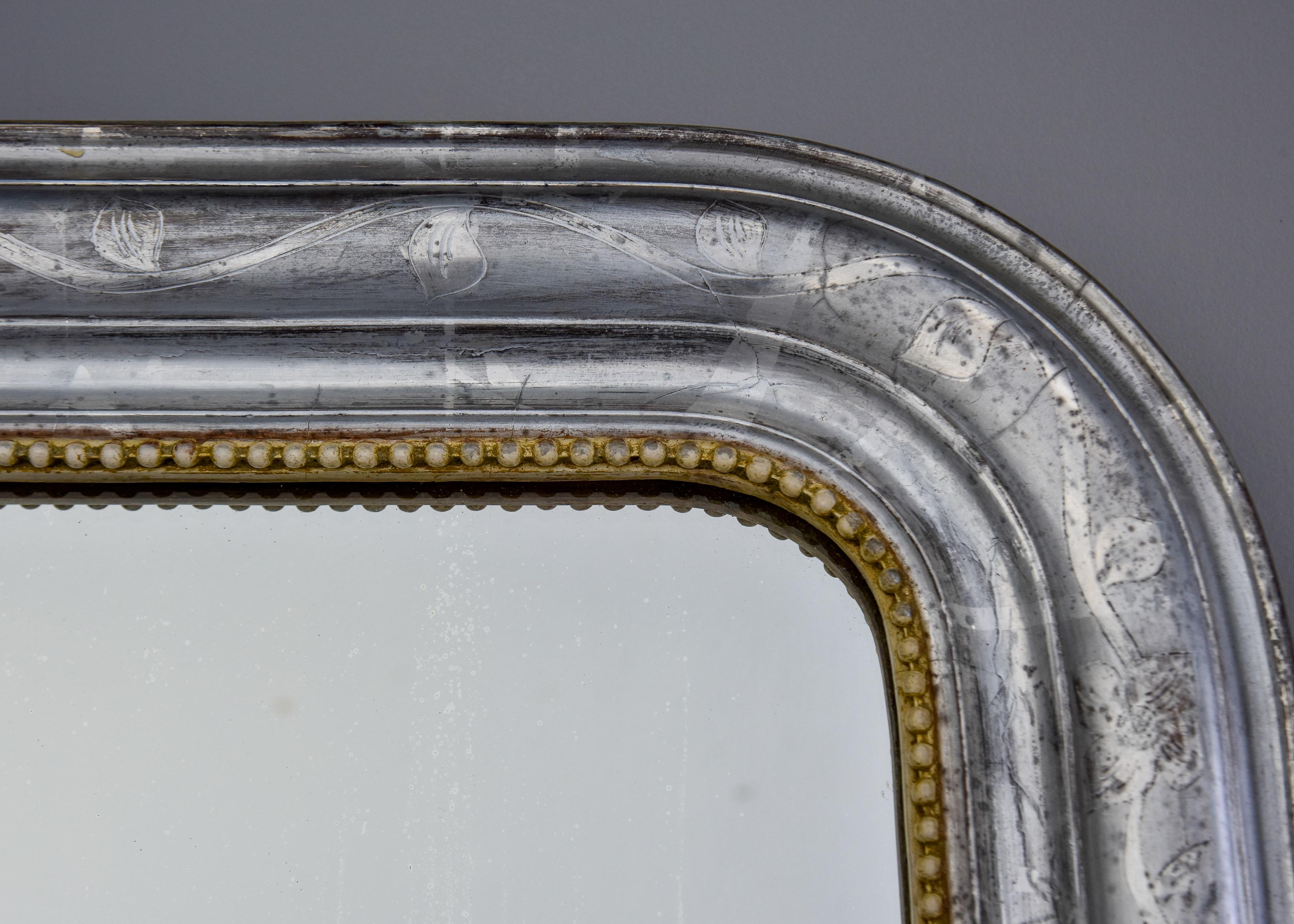 19th C Large Silver Gilt Louis Philippe Mirror 1