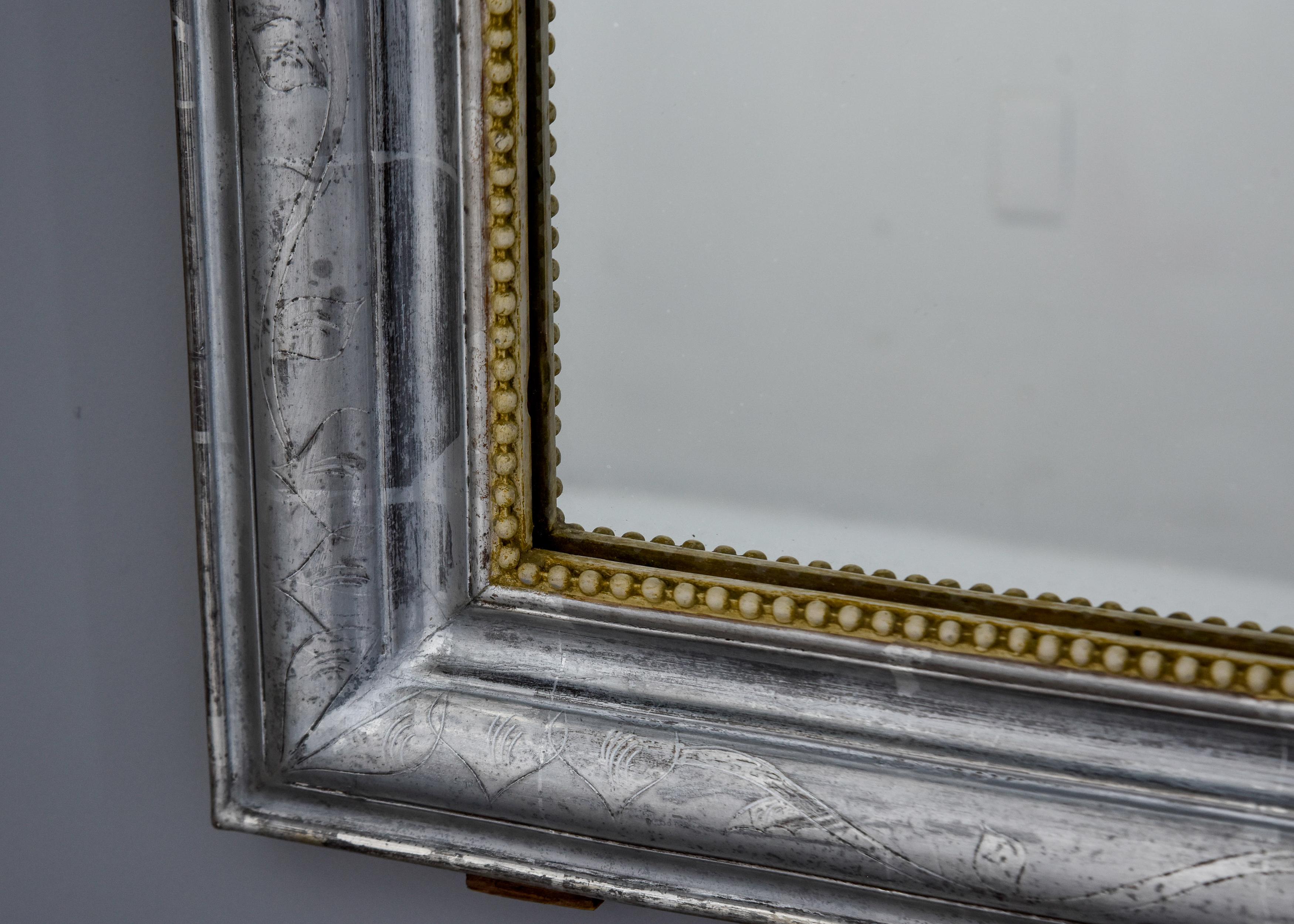 19th C Large Silver Gilt Louis Philippe Mirror 3