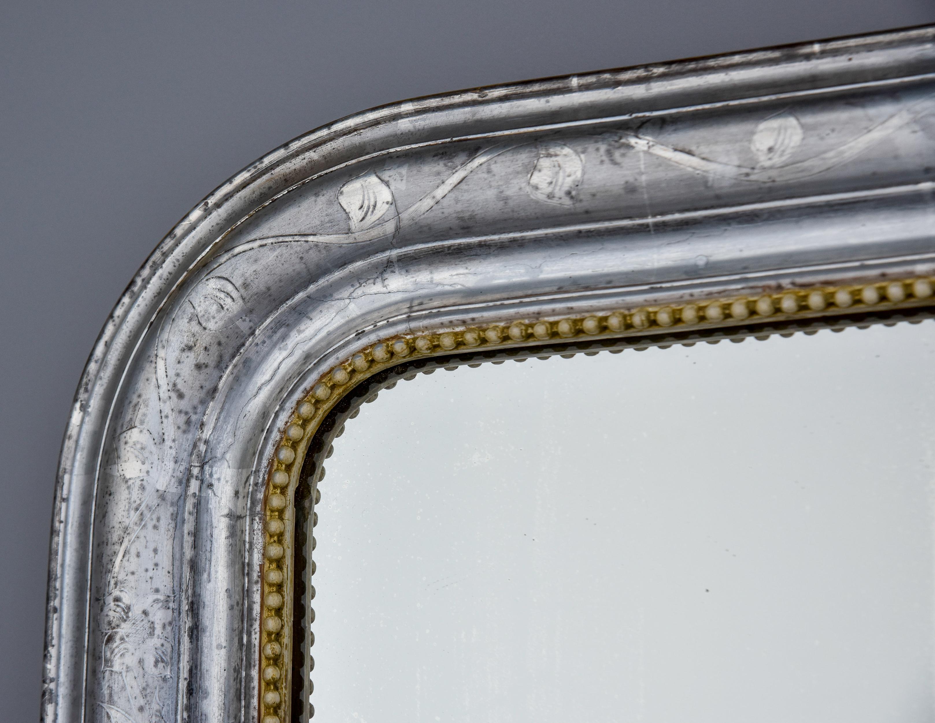 19th C Large Silver Gilt Louis Philippe Mirror 4