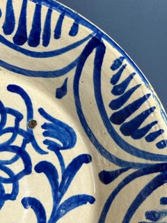 19th c. Large Spanish Blue and White Fajalauza Lebrillo Bowl from Granada, 13in