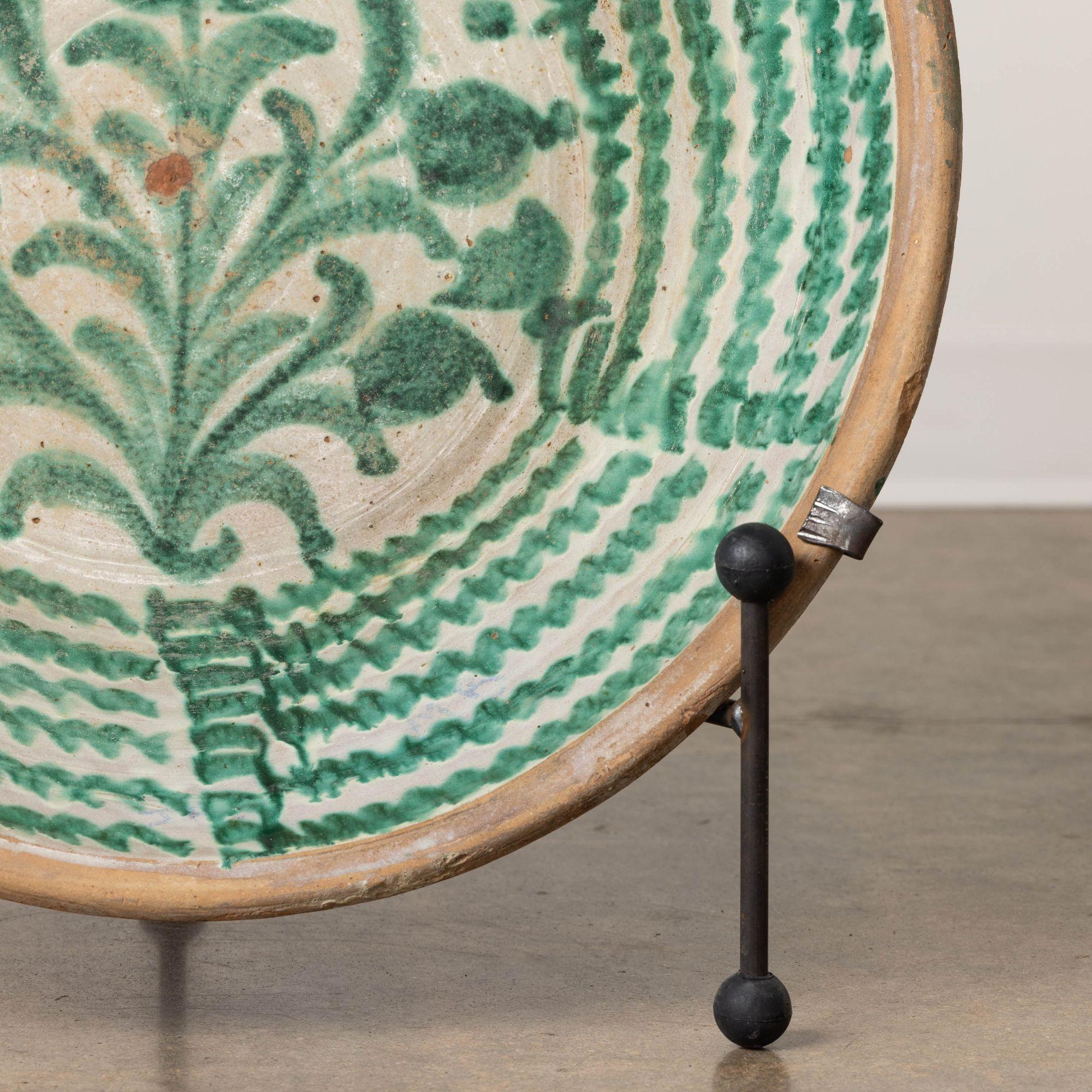 19th c. Large Spanish Green Fajalauza Lebrillo Bowl from Granada 3
