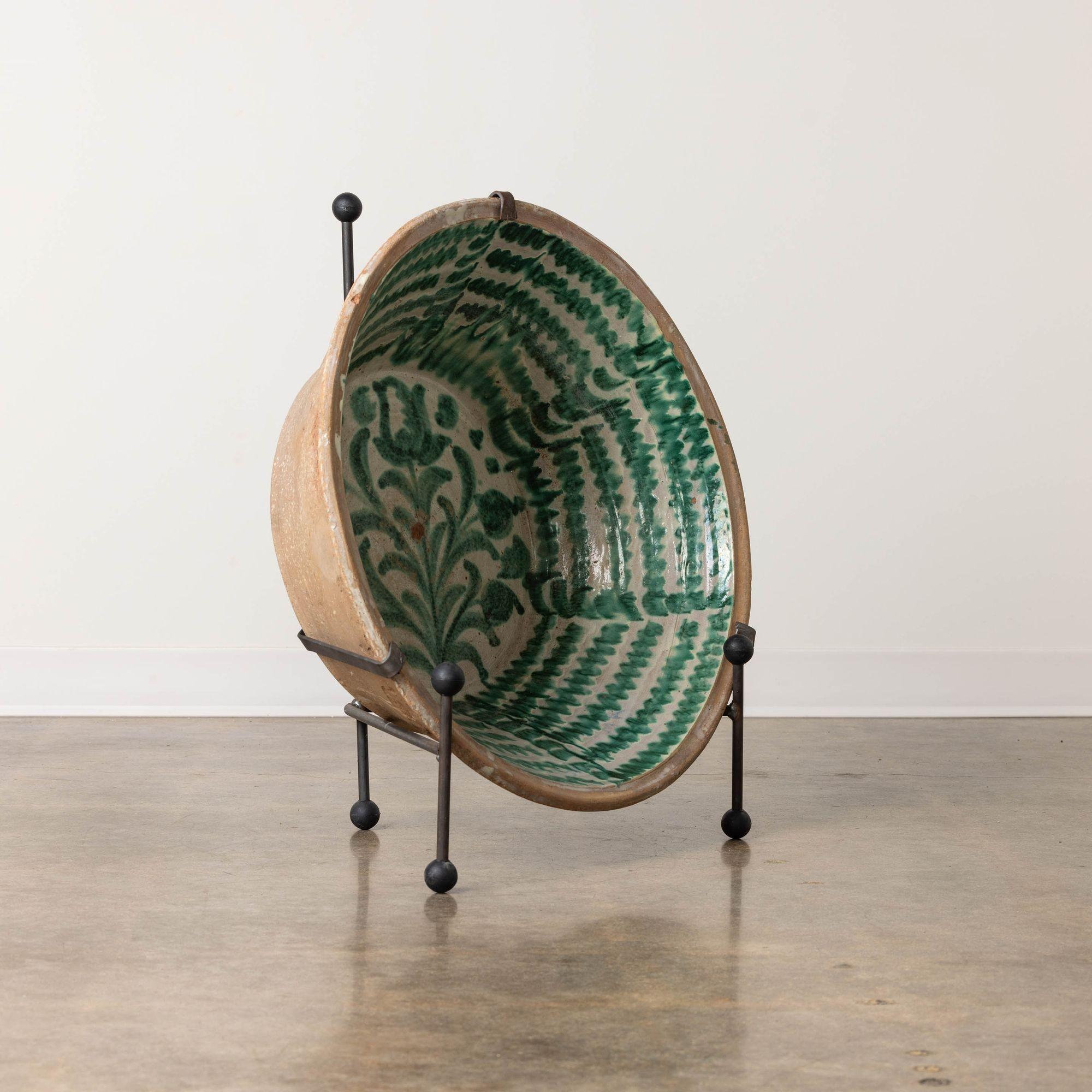 19th c. Large Spanish Green Fajalauza Lebrillo Bowl from Granada 6