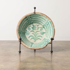 19th c. Large Spanish Green Fajalauza Lebrillo Bowl from Granada