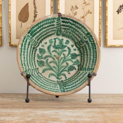 19th c. Large Spanish Green Fajalauza Lebrillo Bowl from Granada