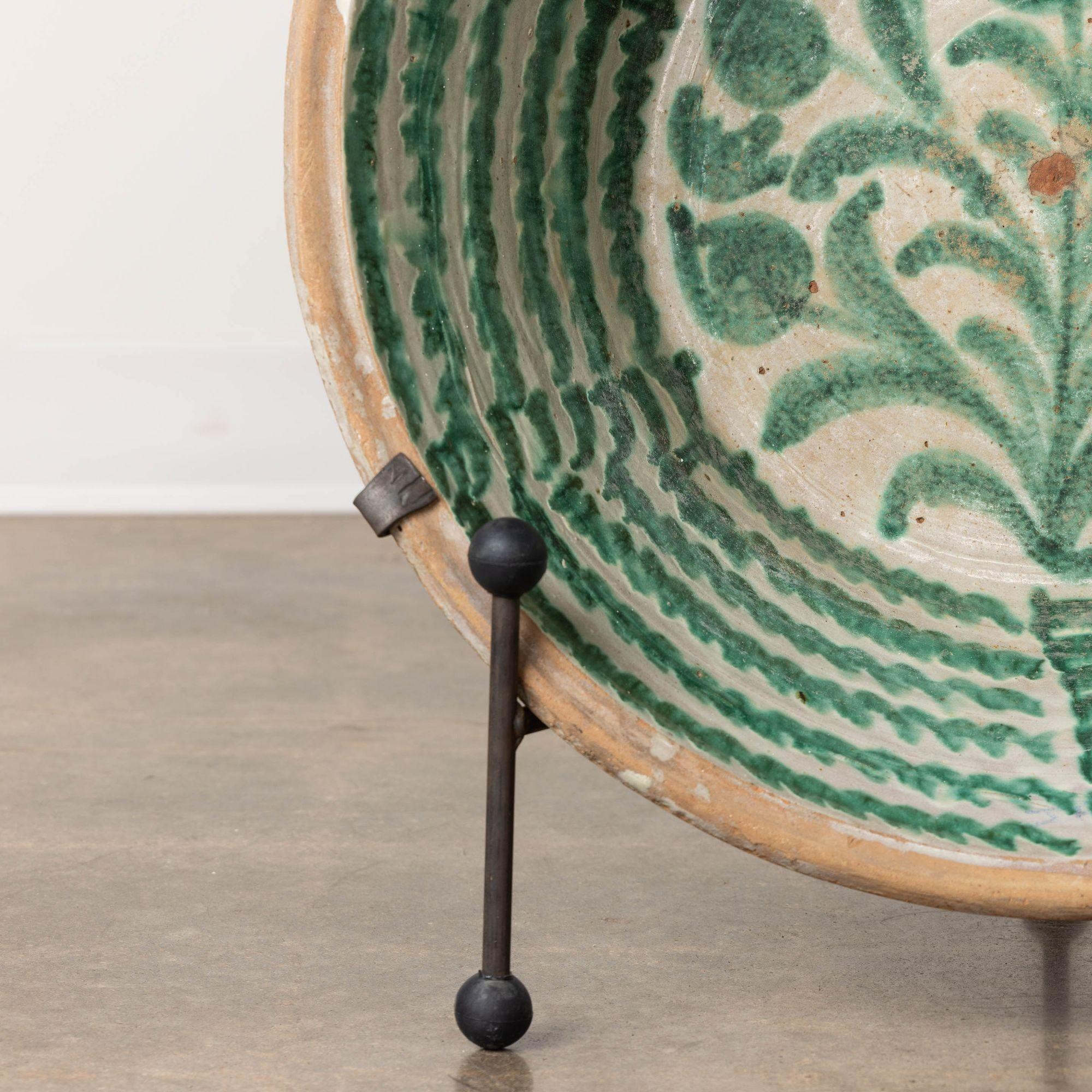 19th c. Large Spanish Green Fajalauza Lebrillo Bowl from Granada 2