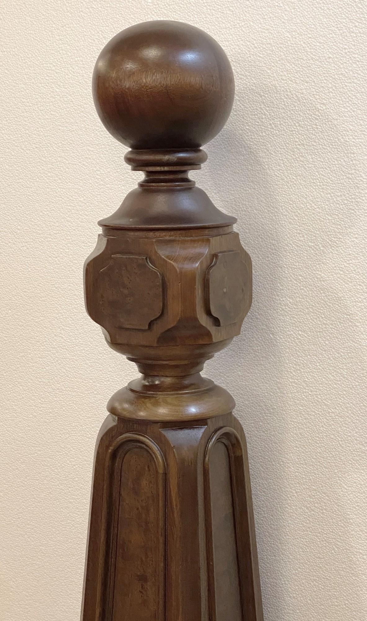 19th Century 19th C. Large Walnut Newel Post from a Brooklyn Brownstone Stairway