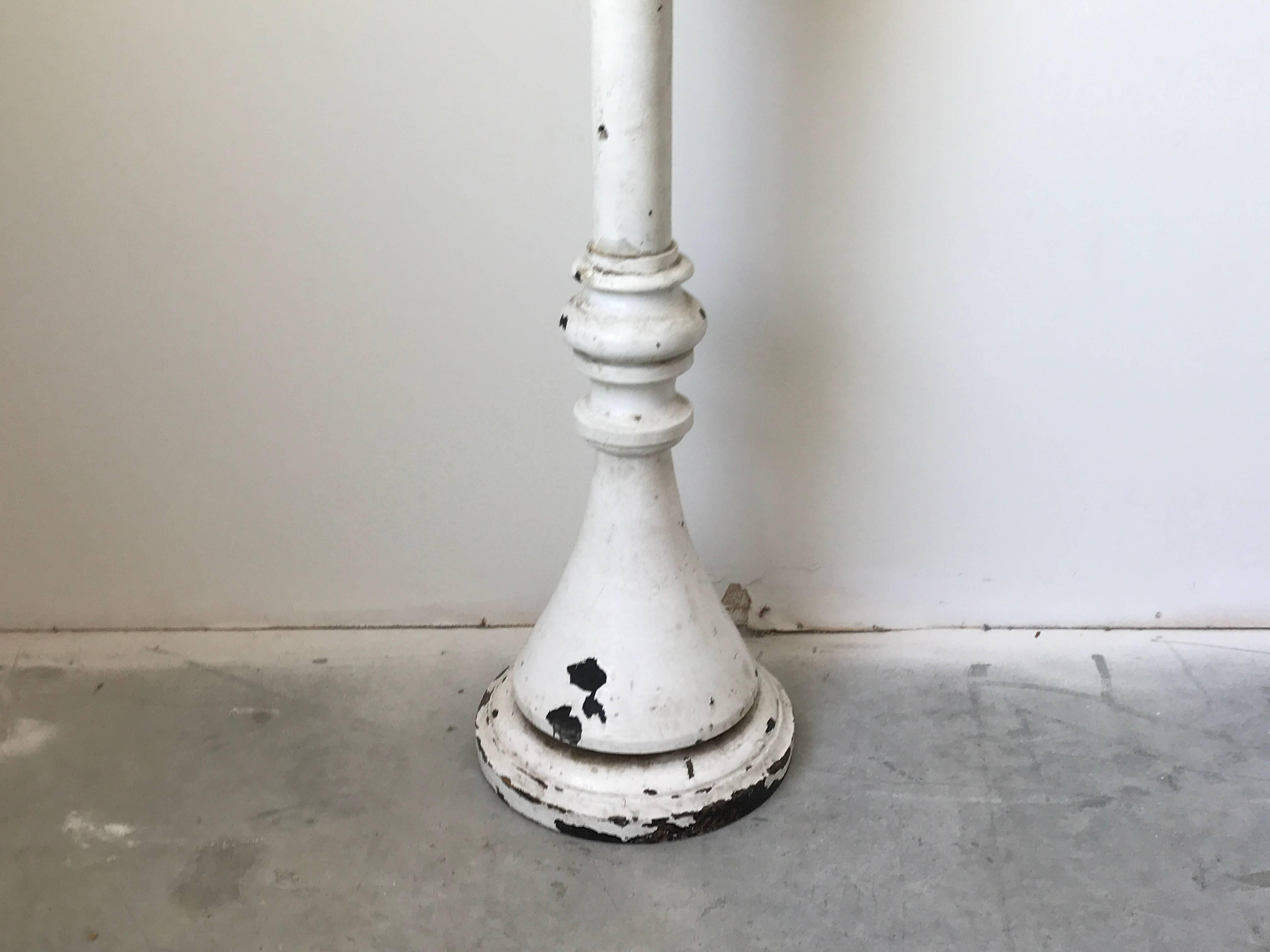 19th Century Large White Painted Floor Torcheres Candle Pedestal In Good Condition For Sale In Richmond, VA