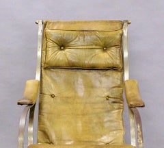 19th Century Leather Upholstered Metal Rocking Chair