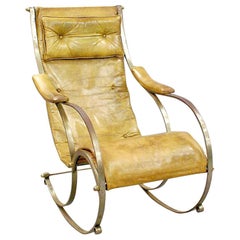 19th Century Leather Upholstered Metal Rocking Chair