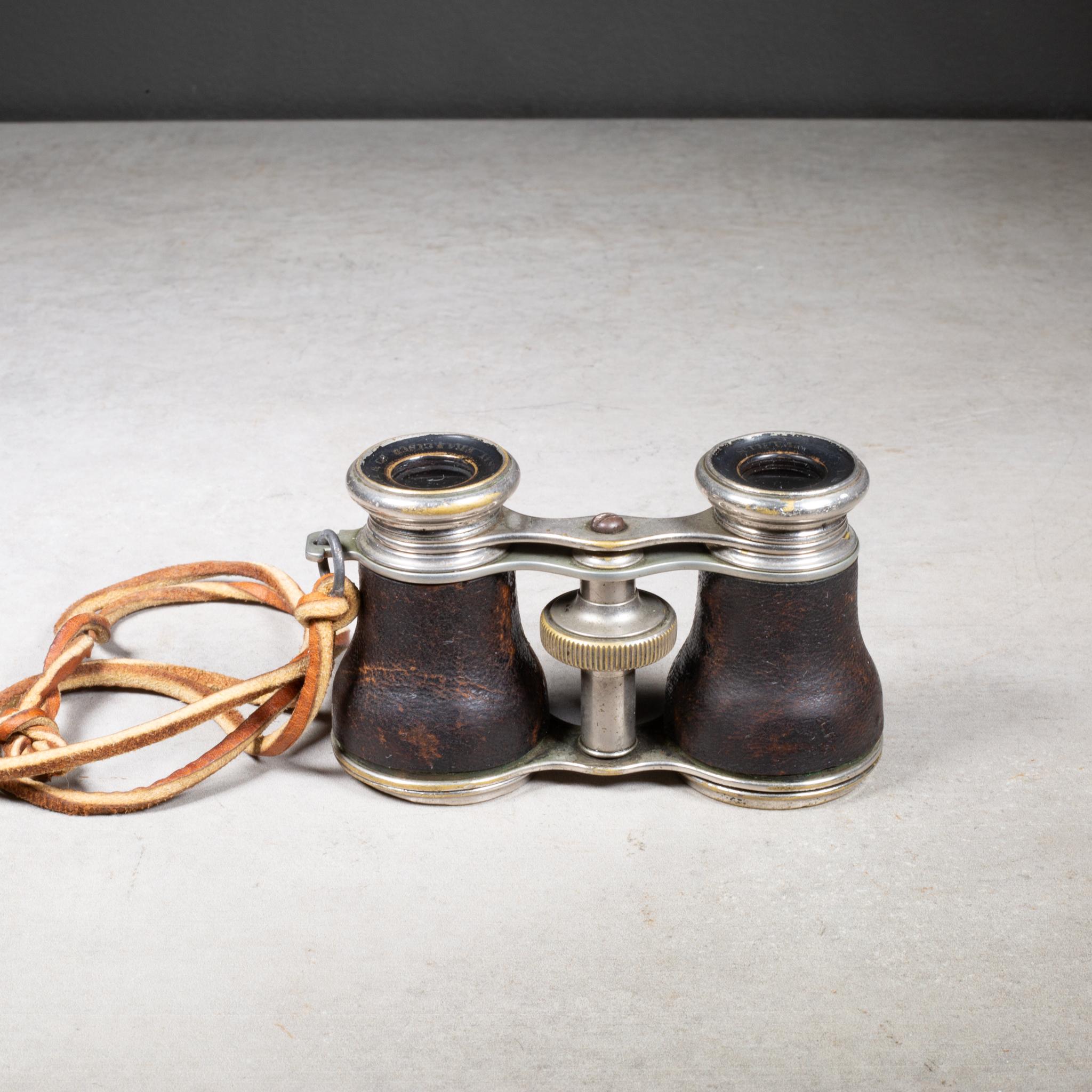 ABOUT

An original pair of leather wrapped and nickel field binoculars with attached strap holder. Maker's mark on the eyepieces 'WK Vanderbilt & Co. San Francisco