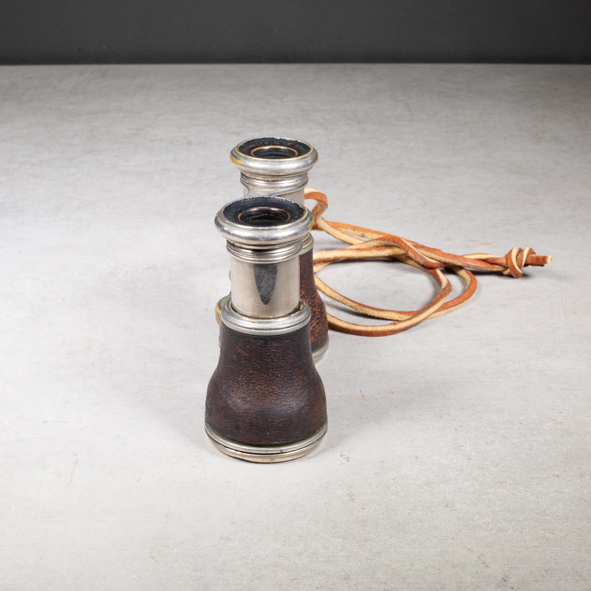 19th c. Leather Wrapped Binoculars In Good Condition For Sale In San Francisco, CA