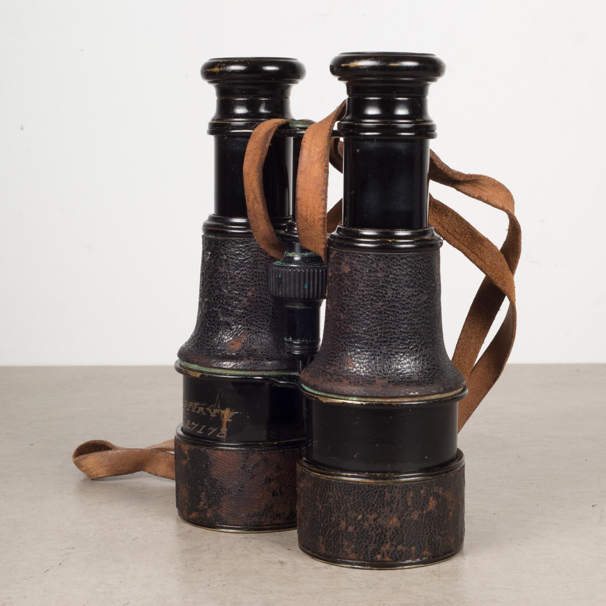 19th C. Leather Wrapped French Field Binoculars, c.1880 1