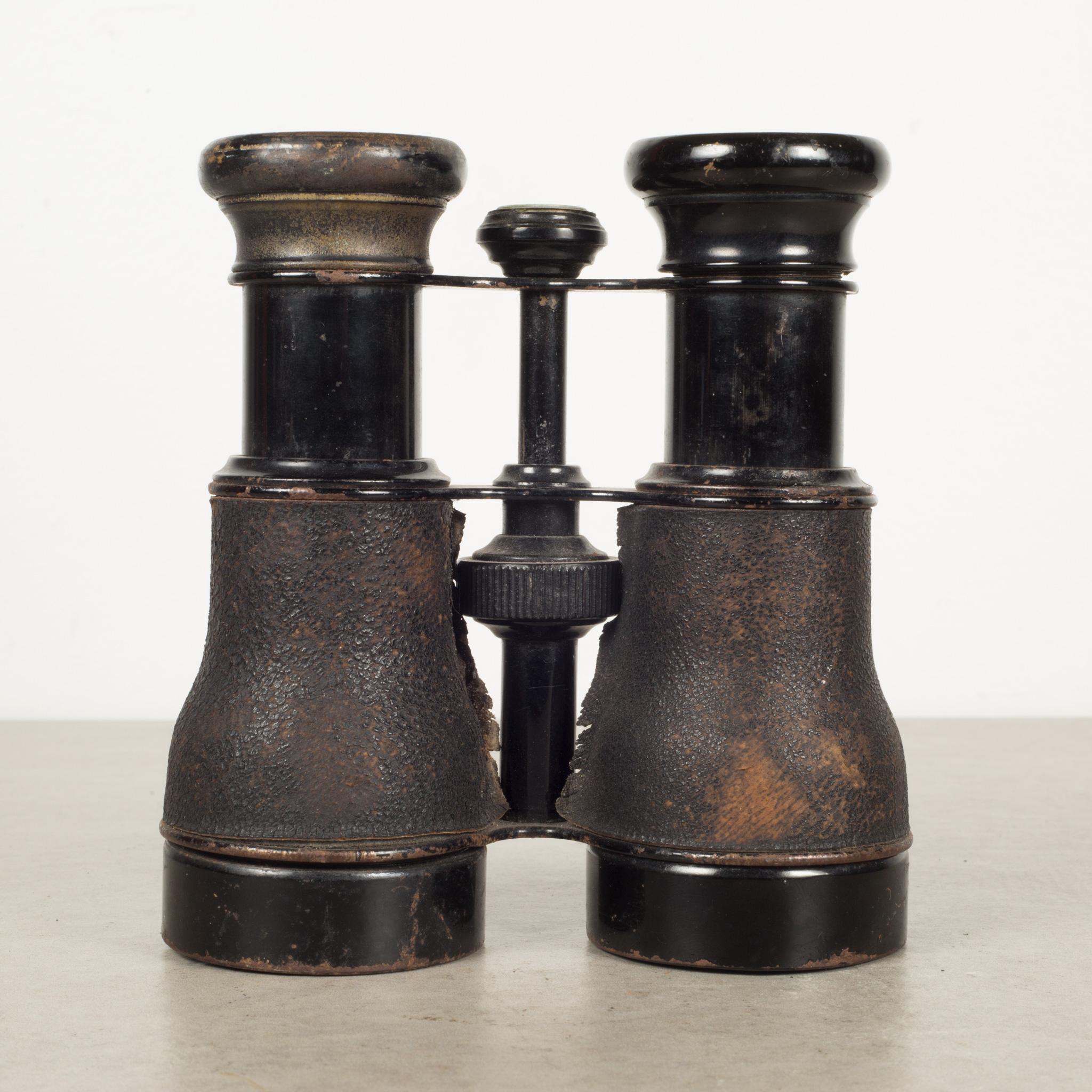 19th C. Leather Wrapped French Navy Binoculars, C.1880 In Good Condition For Sale In San Francisco, CA