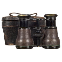 19th c. Leather Wrapped Opera Binoculars and Case, c.1880