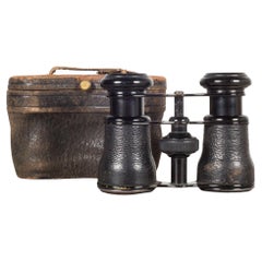 19th c. Leather Wrapped Opera Glasses and Case, c.1880