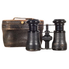 Antique 19th c. Leather Wrapped Opera Glasses and Case, c.1880