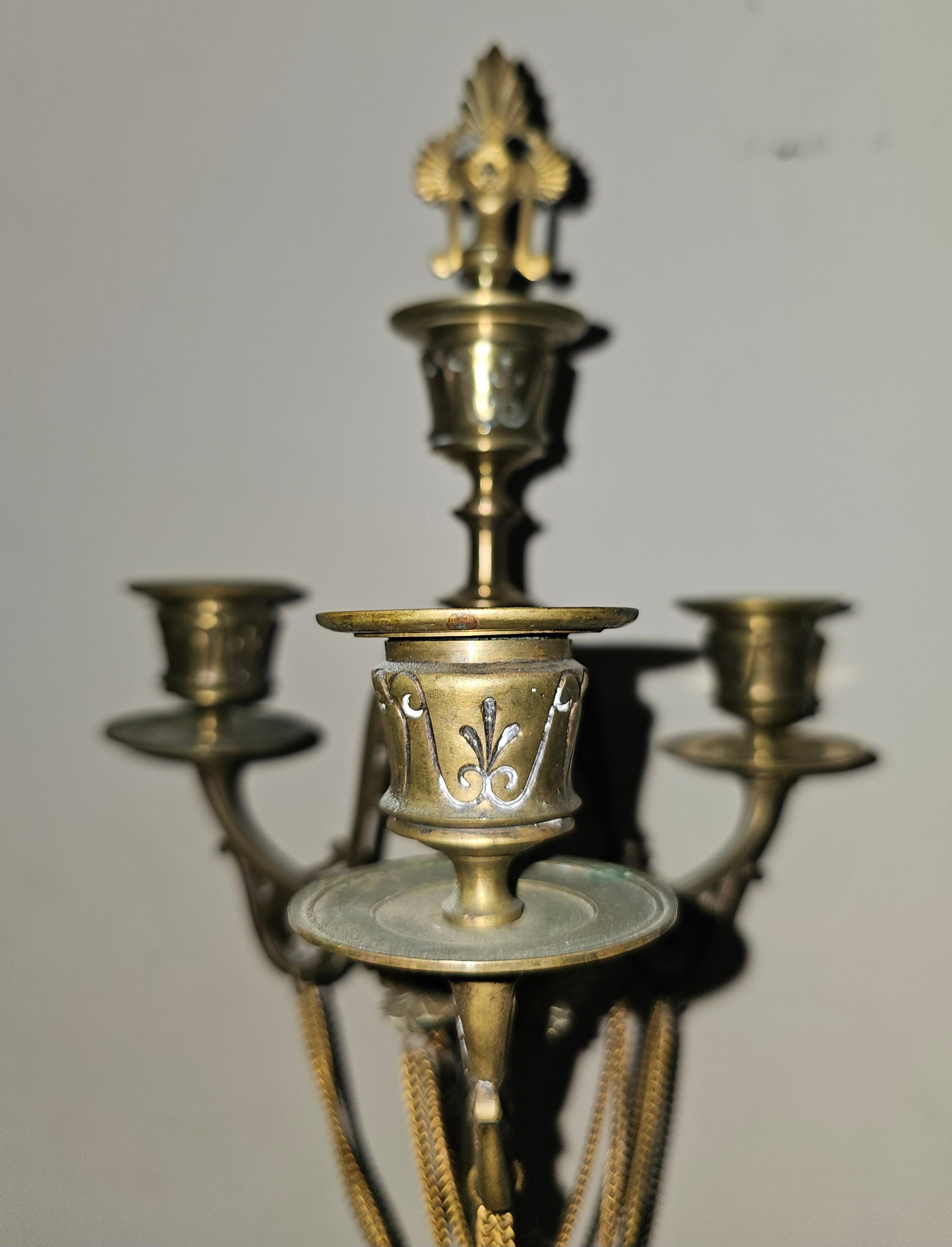 Uhren-Garnitur-Set aus Bronze, Goldbronze, Goldbronze und rotem Marmor, Lemerle-Charpentier, 19. Jahrhundert im Angebot 7
