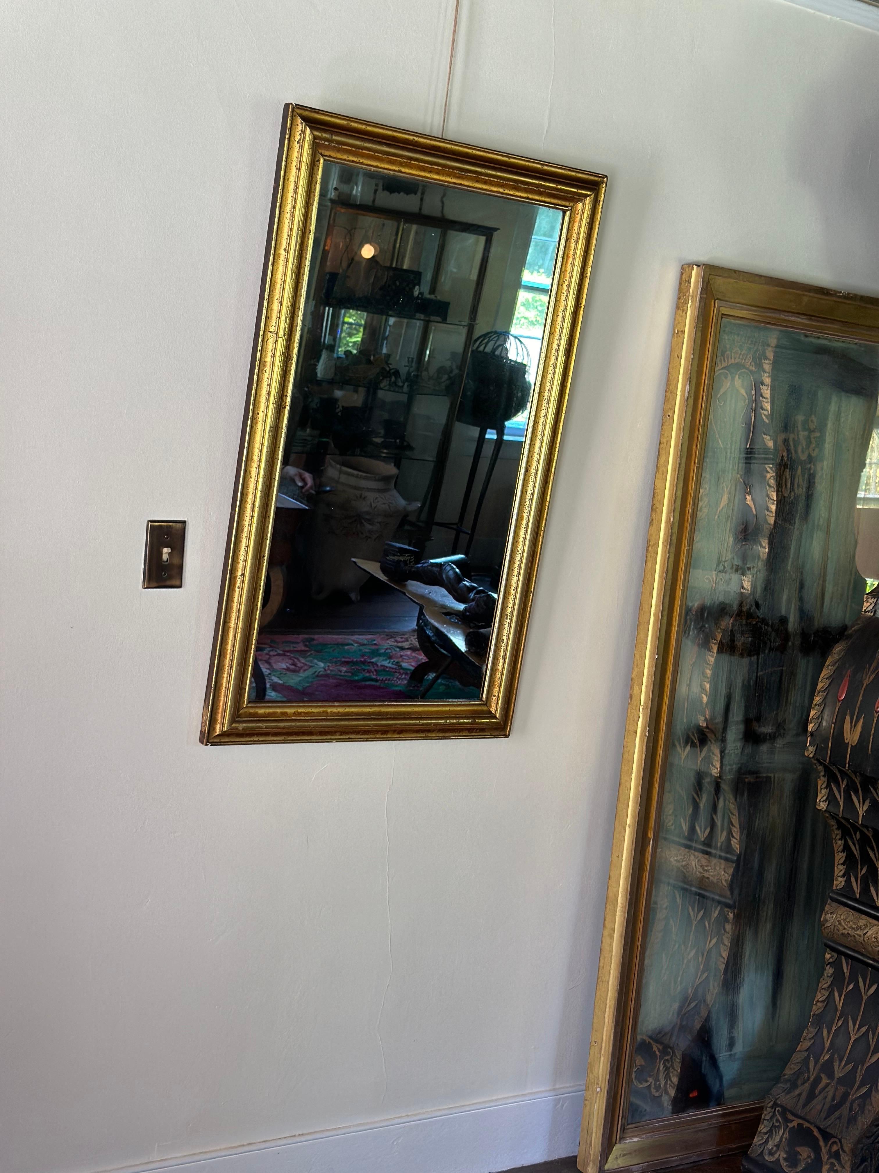 19th C. Lemon gilt framed mirror In Fair Condition In Hudson, NY