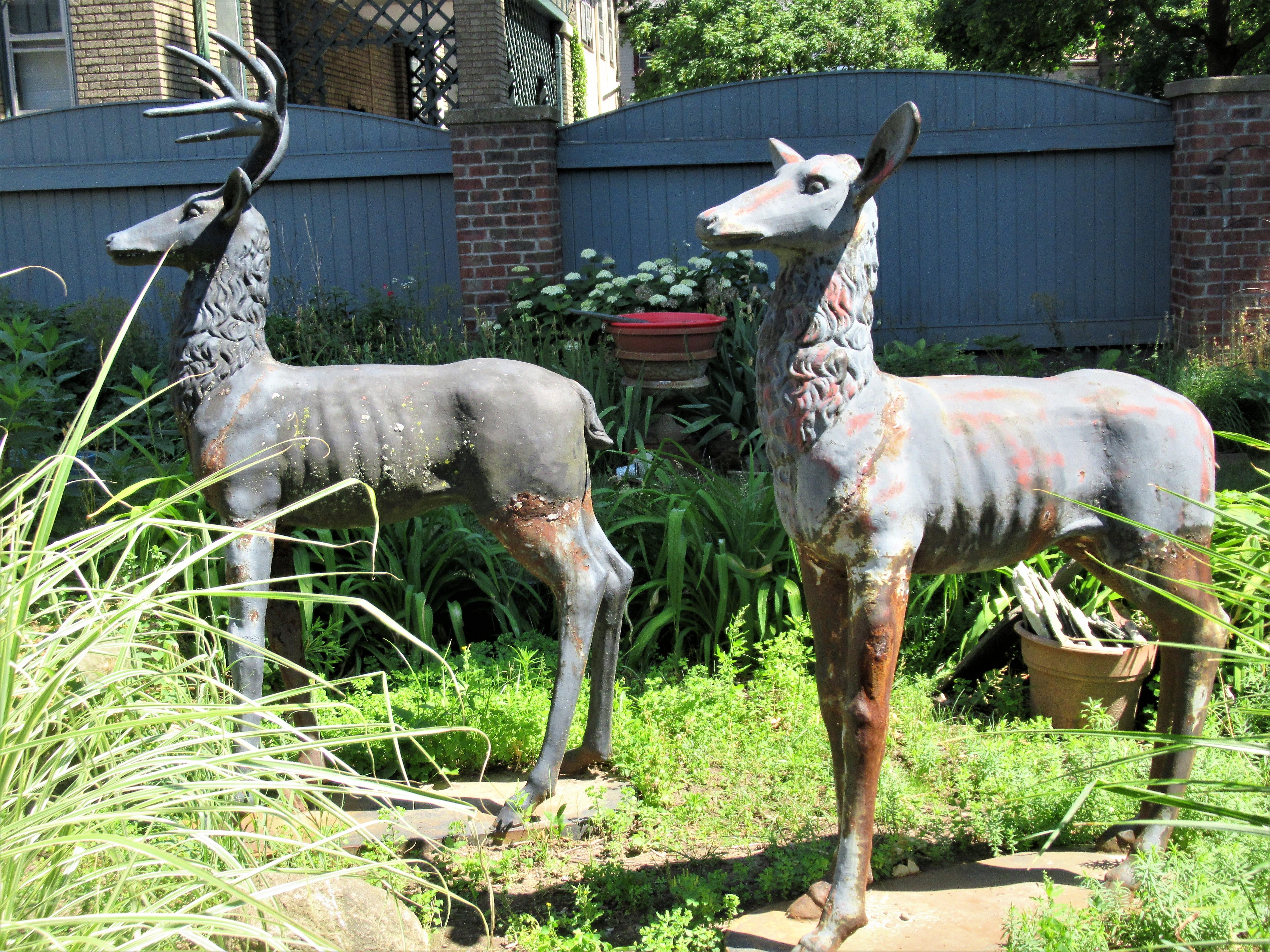 19th Century Life-Size Cast Iron Stag and Doe - Robert Wood Foundry 16