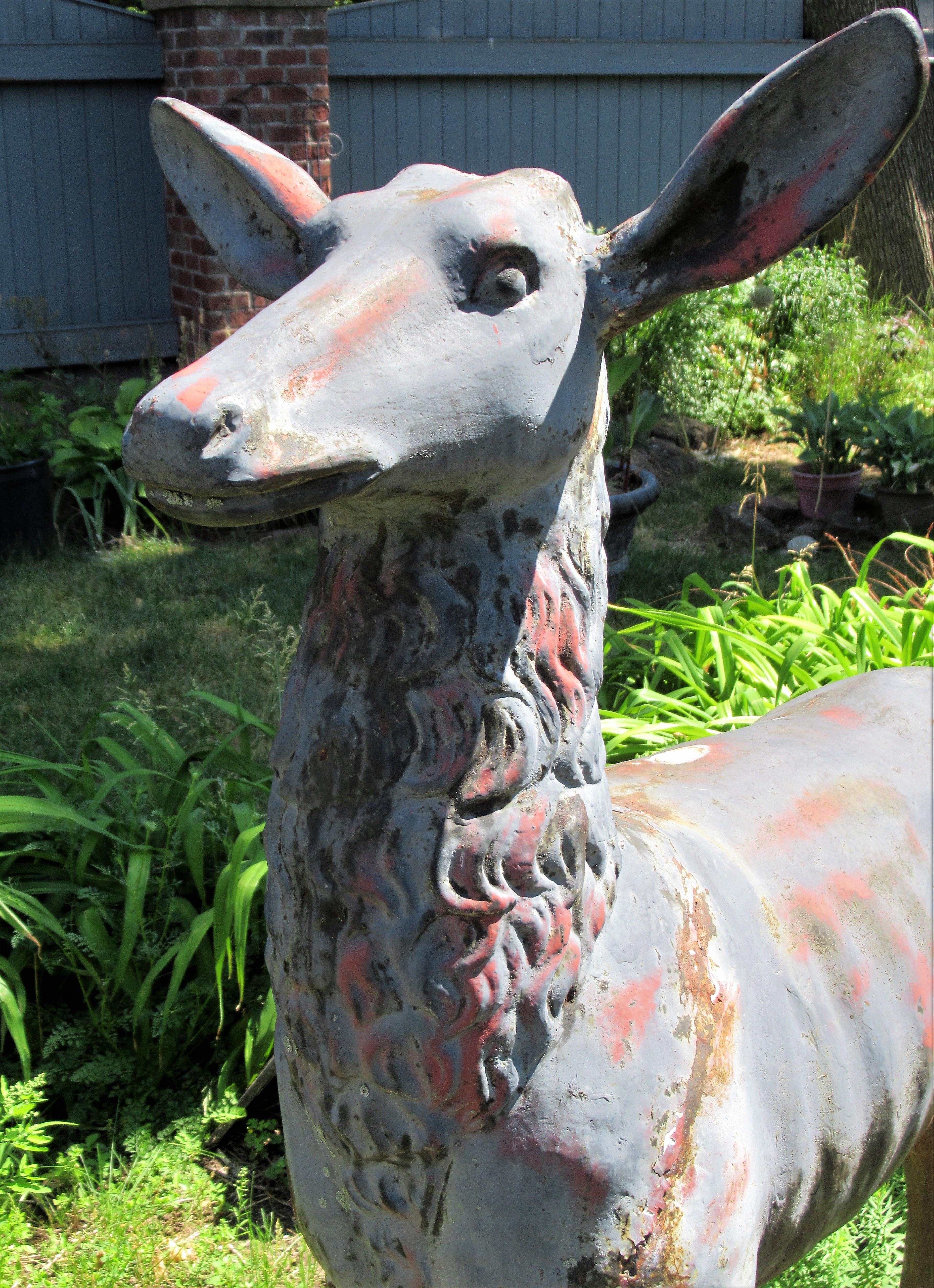 19th Century Life-Size Cast Iron Stag and Doe - Robert Wood Foundry In Good Condition In Rochester, NY