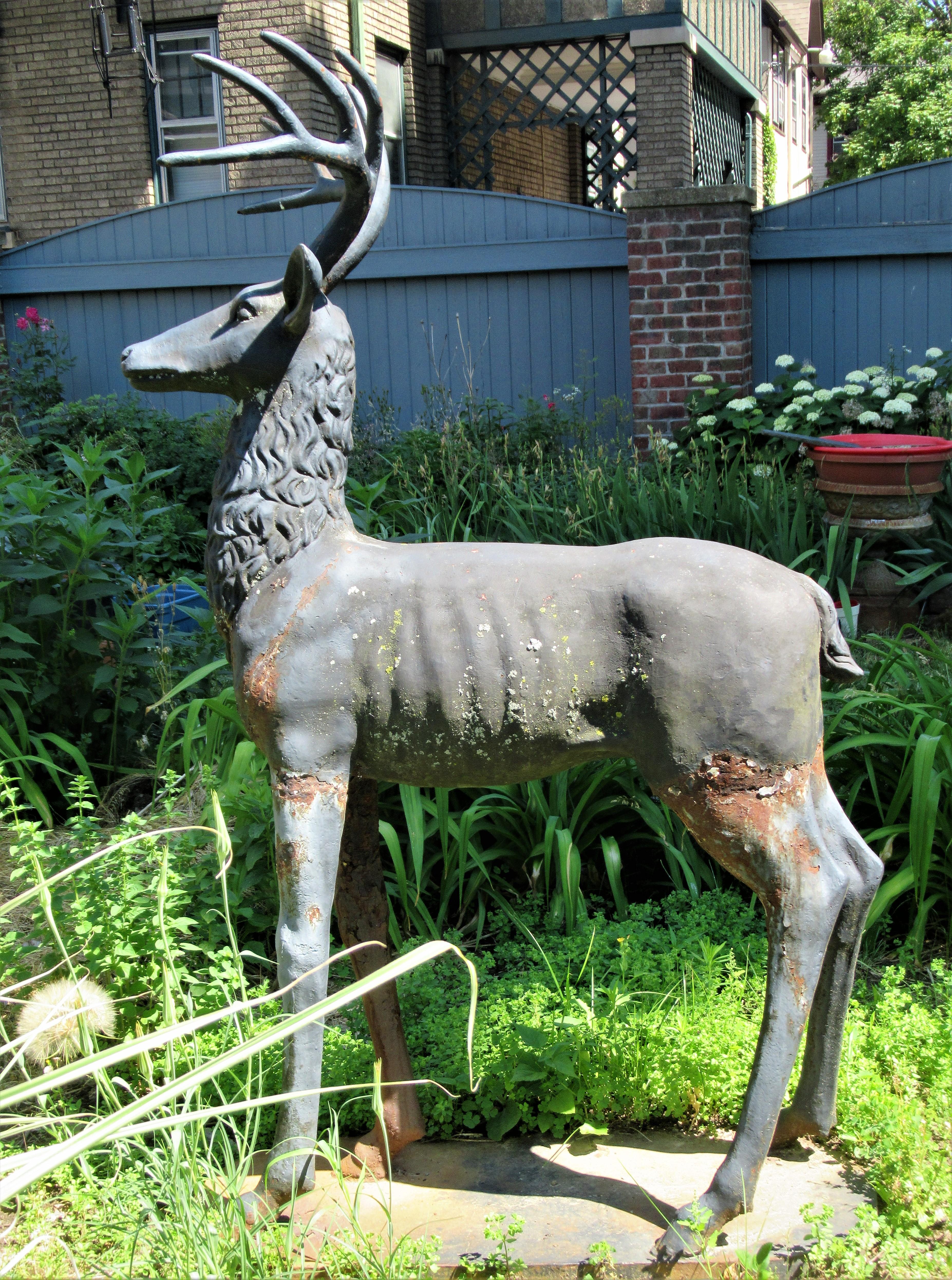 19th Century Life-Size Cast Iron Stag and Doe - Robert Wood Foundry 2