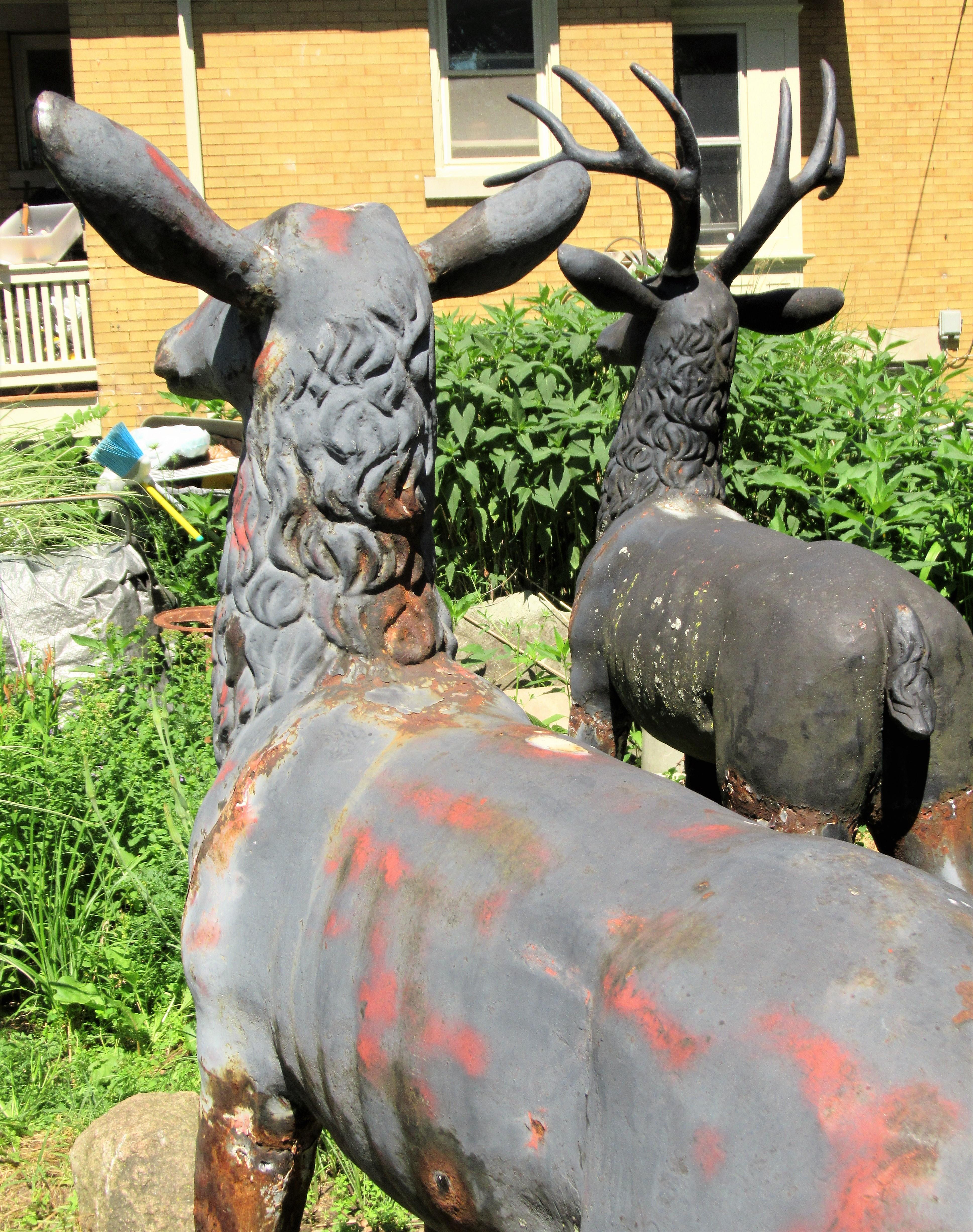 19th Century Life-Size Cast Iron Stag and Doe - Robert Wood Foundry 5