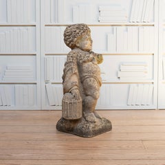 19th C. Limestone Putti Garden Figure