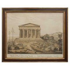 19th C Lithograph "View of the Temple of Concordia, Agrigente" after Gaertner