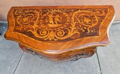 19th C. Lombard Italian Rococo Marquetry Kingwood and Tulipwood Bombé Commode