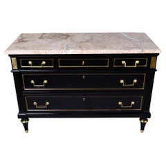 19th Century Louis Philippe Ebonised Chest With Marble Top