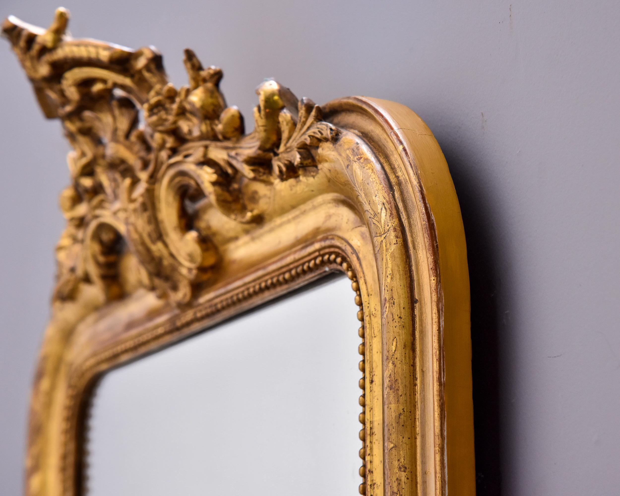 19. Jahrhundert Louis Philippe vergoldeter Spiegel mit Krone im Angebot 8